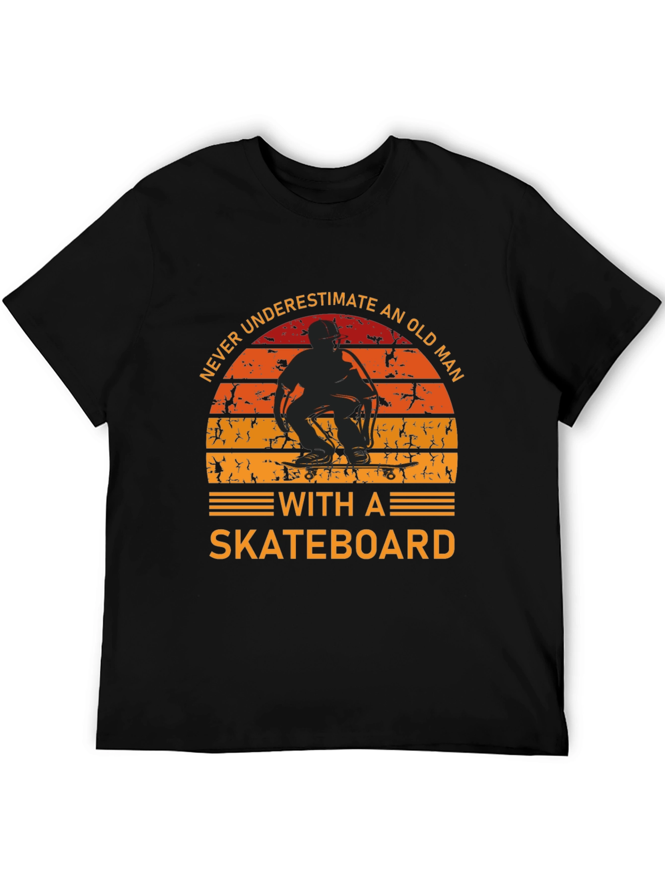 Black Never Underestimate An Old Man Skateboard T-Shirt view 5