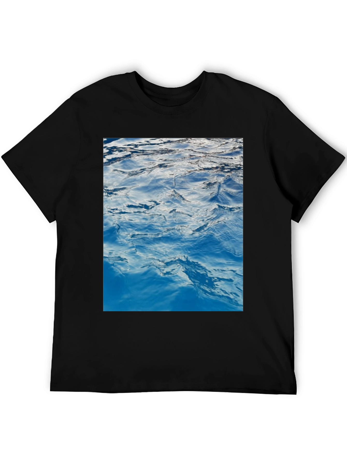 Black Ocean Waves Graphic Print Black T-Shirt view 5