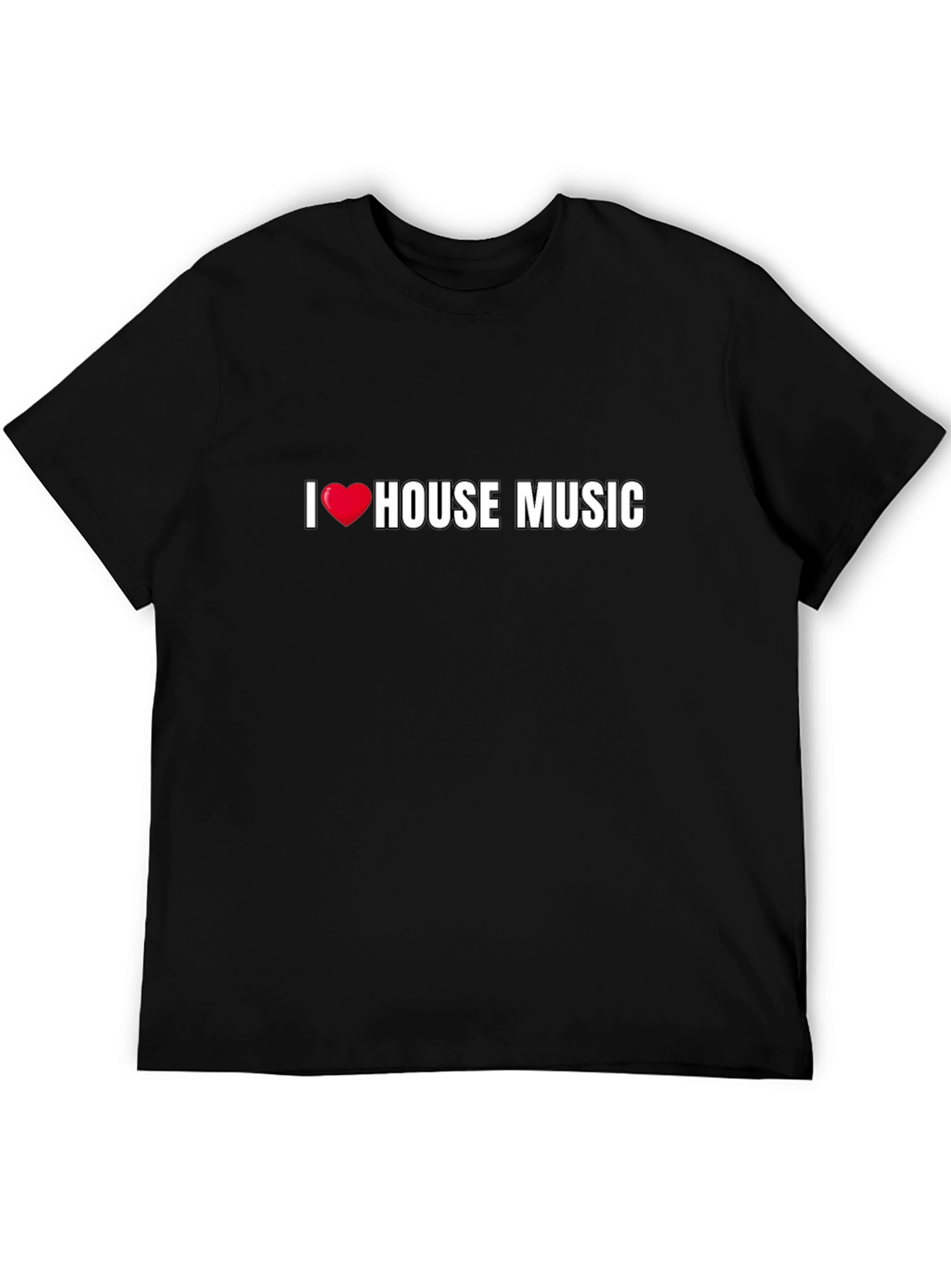 Black I Love House Music Black T-Shirt view 5