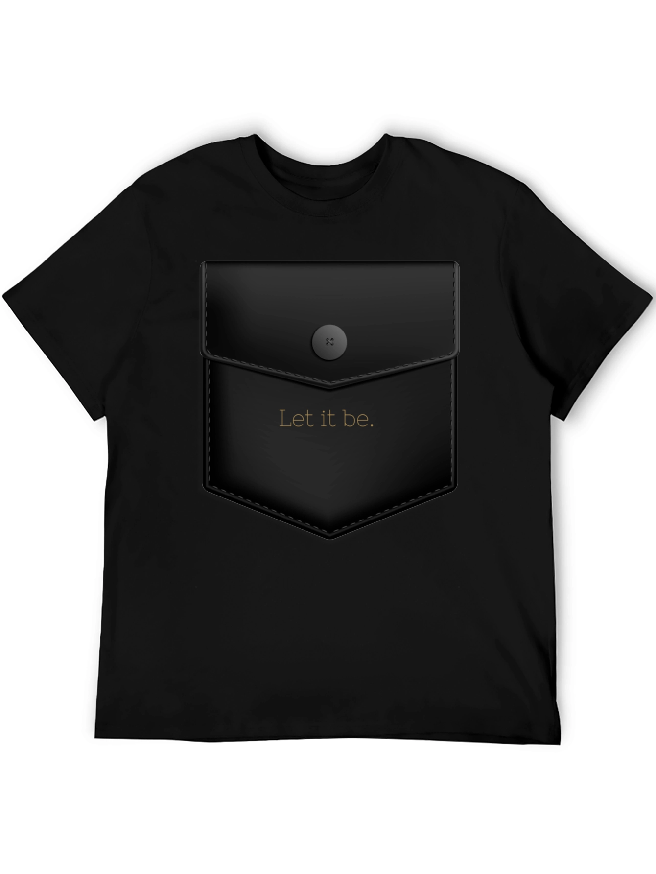 Black Let it Be Graphic Tee - Unique Faux Pocket Design view 5