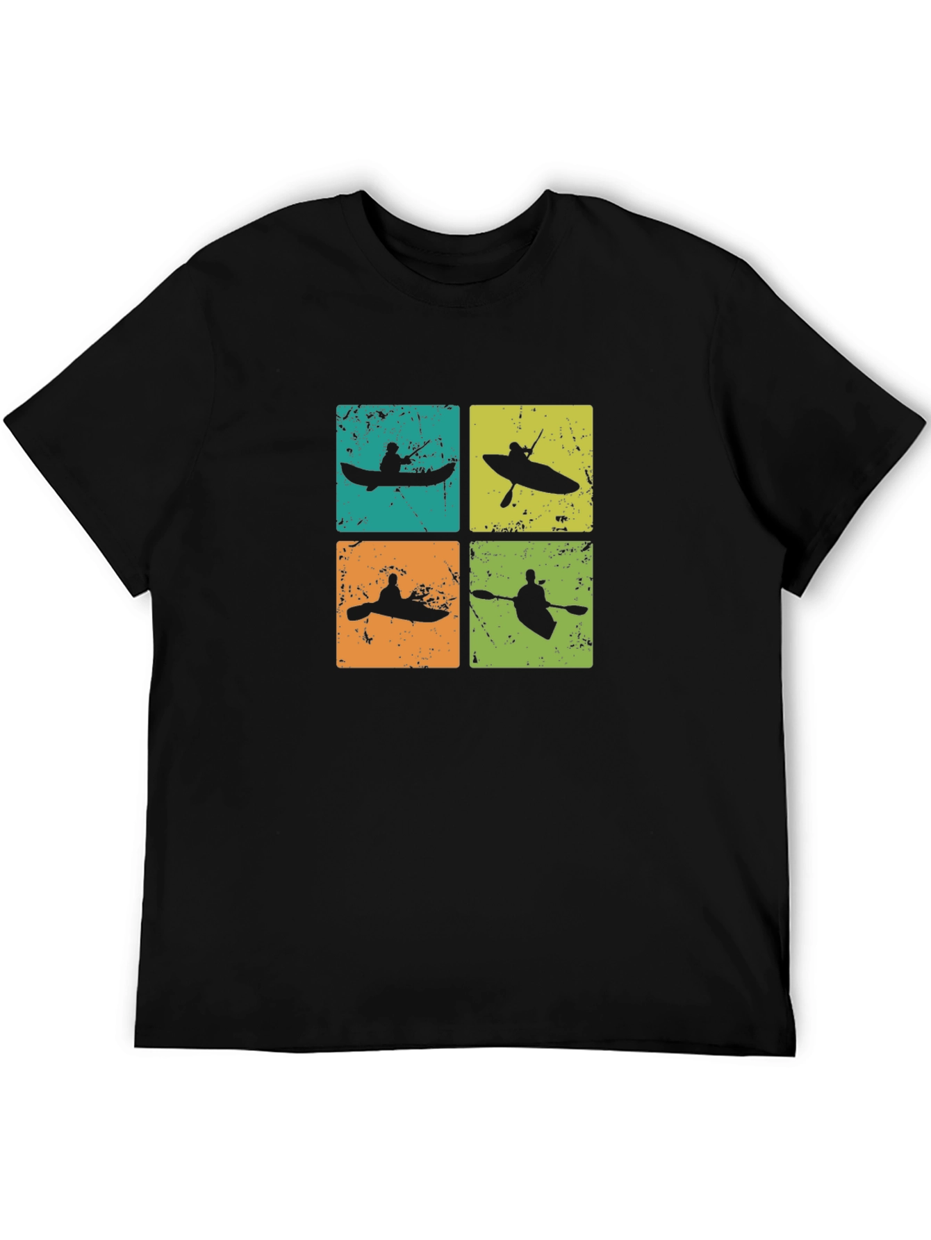 Black Retro Kayak Silhouette Graphic T-Shirt - Paddling Adventure Tee view 5