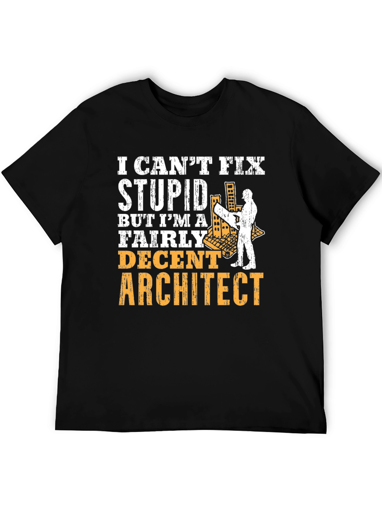Black Architect Humor Graphic Tee - Can't Fix Stupid view 5