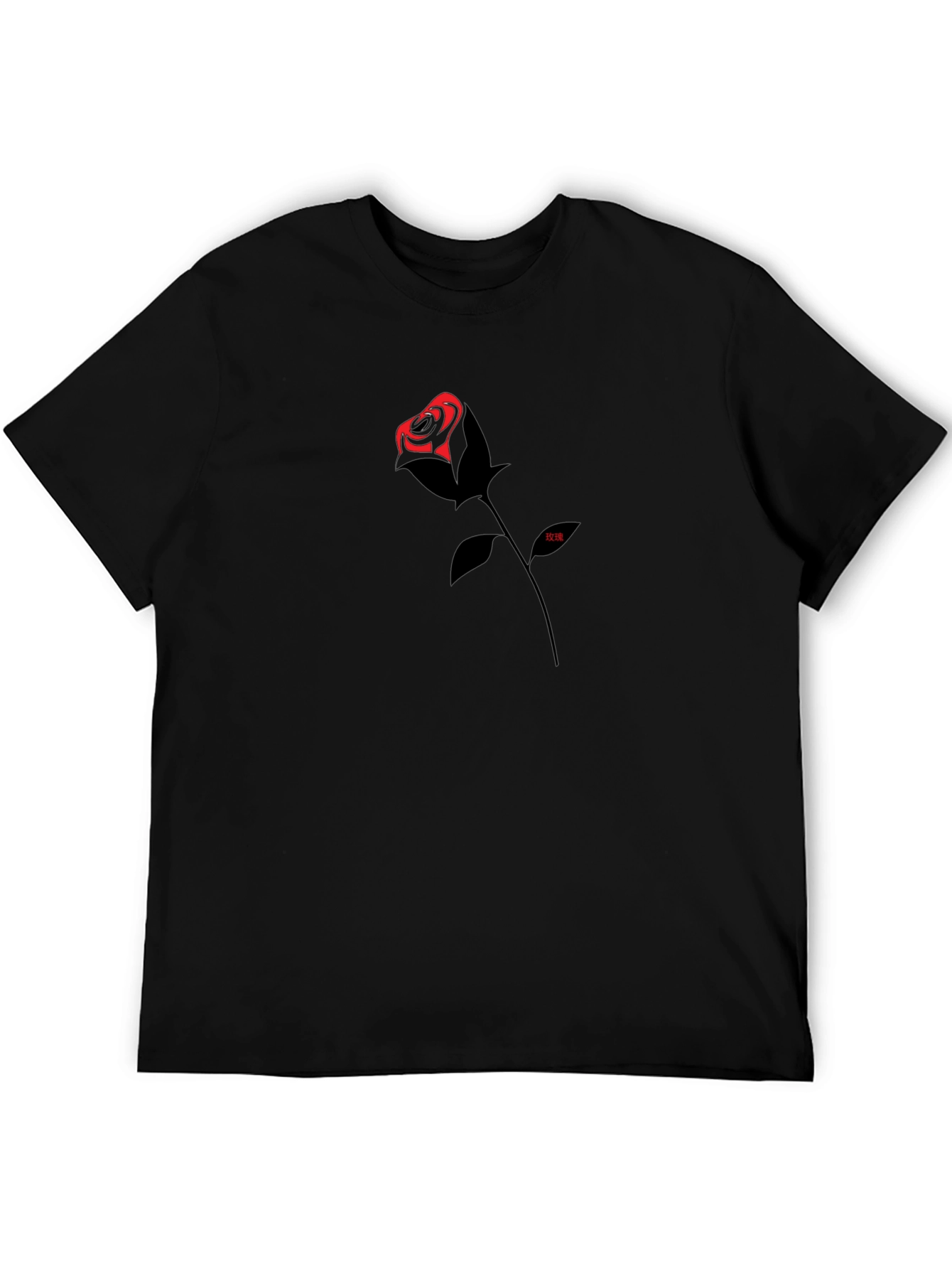 Rose Graphic Black T-Shirt - Modern Casual Tee - 5