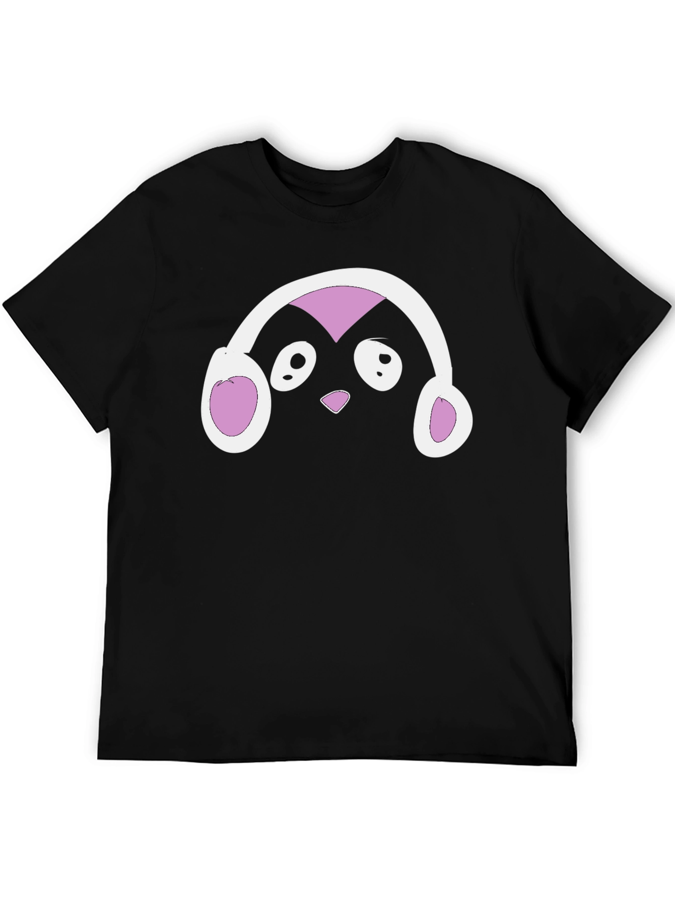 Black Cute Penguin DJ Graphic T-Shirt view 5