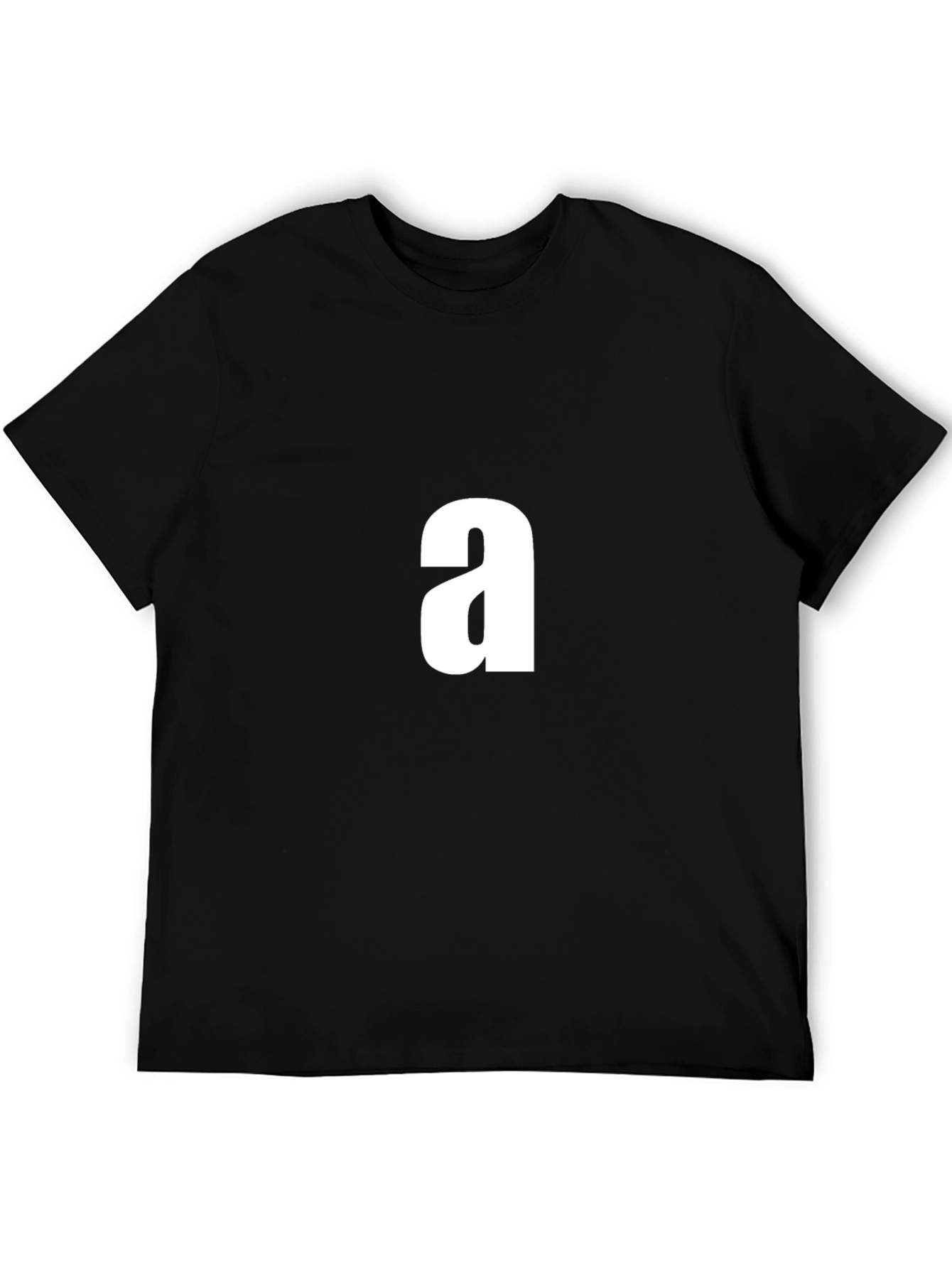 Black Men's Black T-Shirt with White 'a' Graphic view 5
