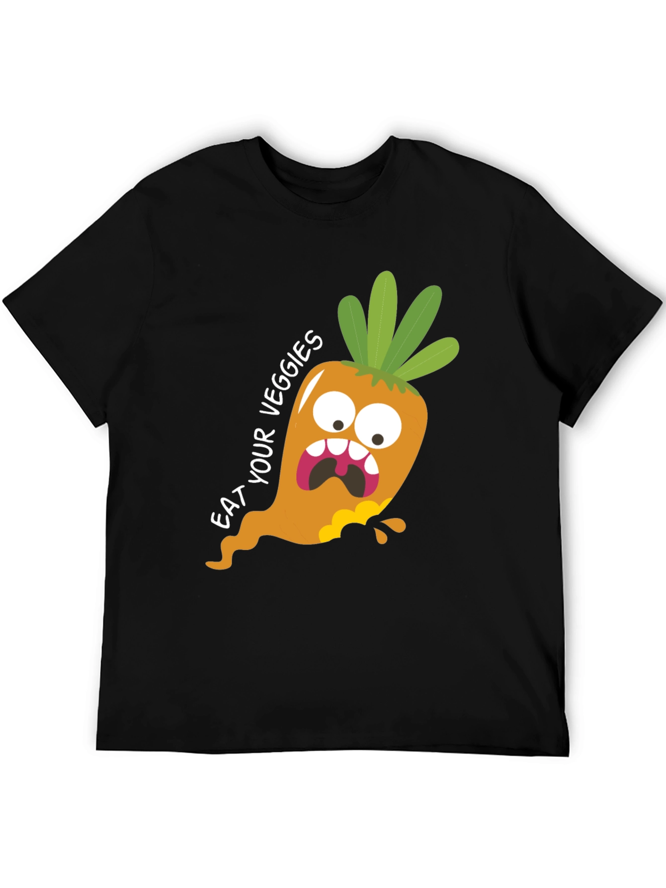 Black Eat Your Veggies T-Shirt: Funny Carrot Graphic Tee view 5