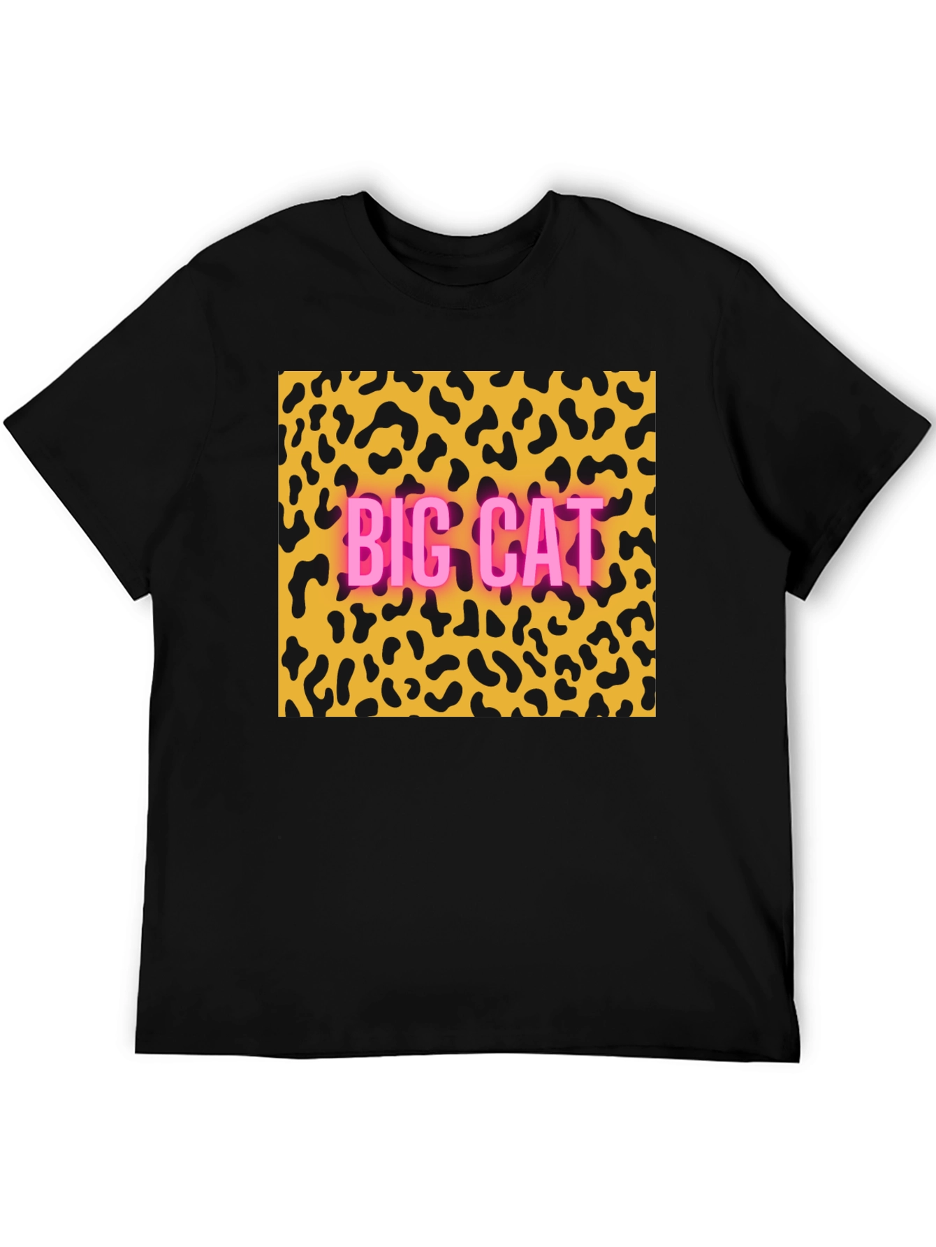Black Big Cat Leopard Print Graphic Tee view 5