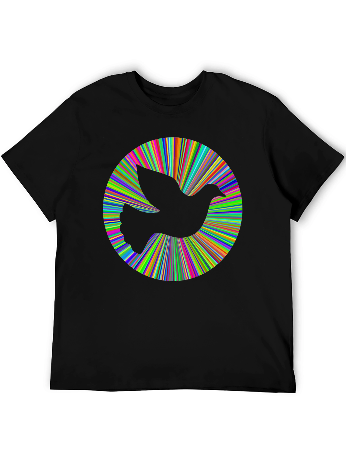 Black Peace Dove Graphic Tee - Vibrant Colors, Soft Cotton Blend view 5