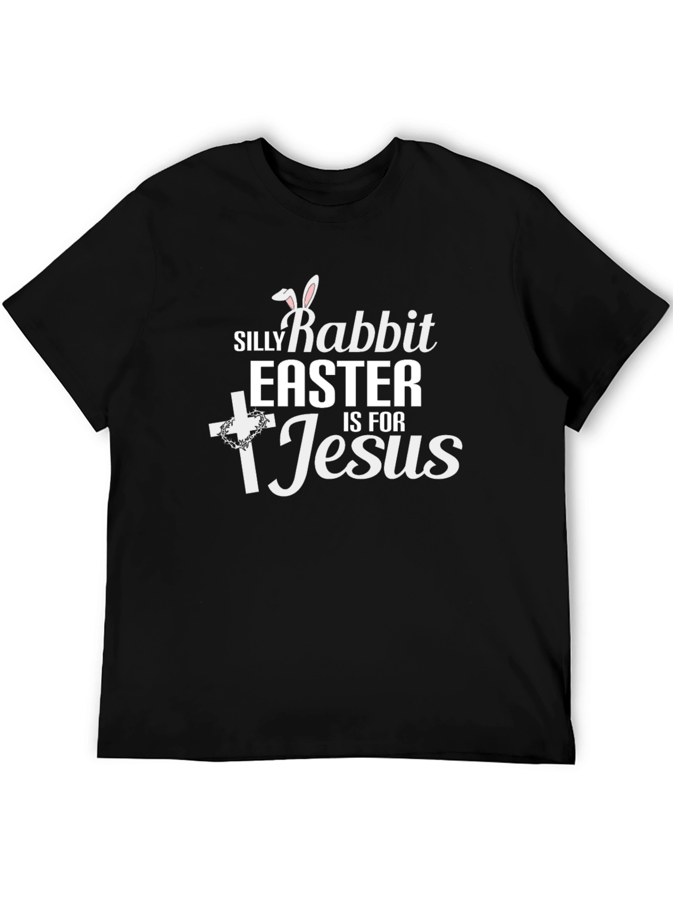 Black Silly Rabbit Easter is for Jesus Black T-Shirt view 5