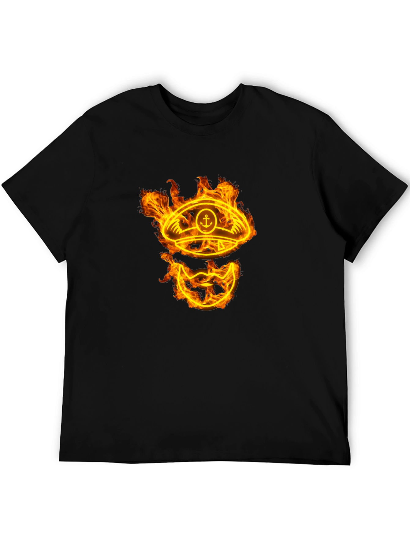 Black Flaming Captain Hat Graphic T-Shirt - Unique Design view 5