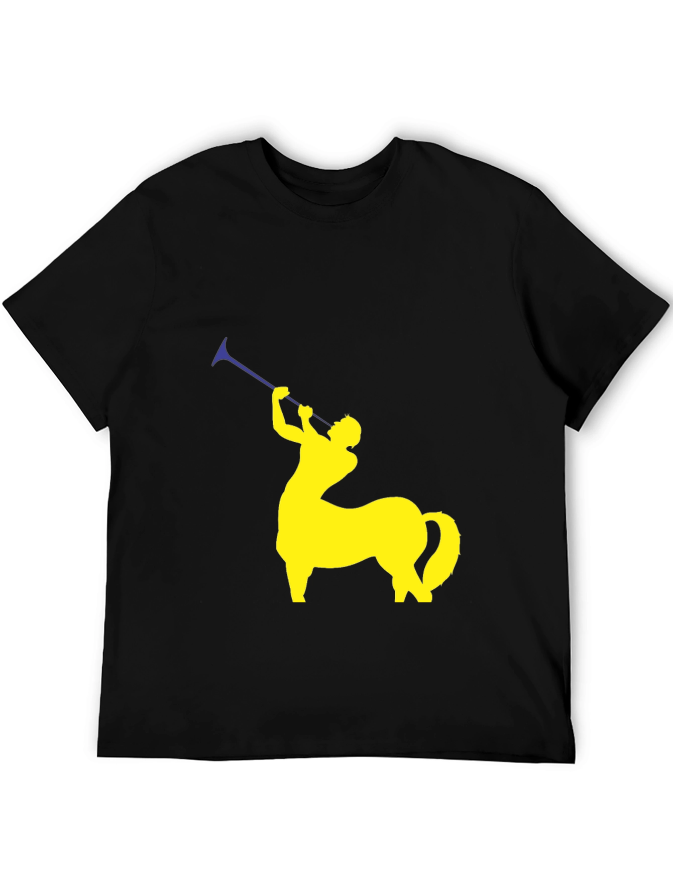 Black Centaur Trumpeter Graphic Tee - Black Cotton Shirt view 5