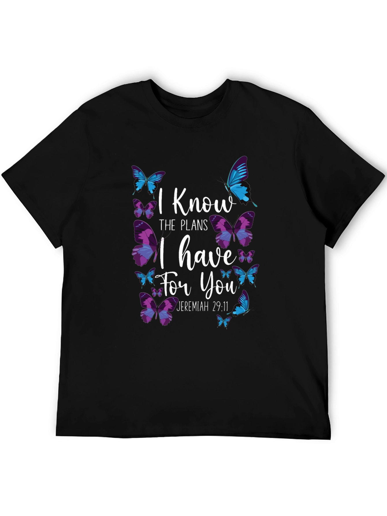 Black Butterfly Jeremiah 29:11 T-Shirt view 5