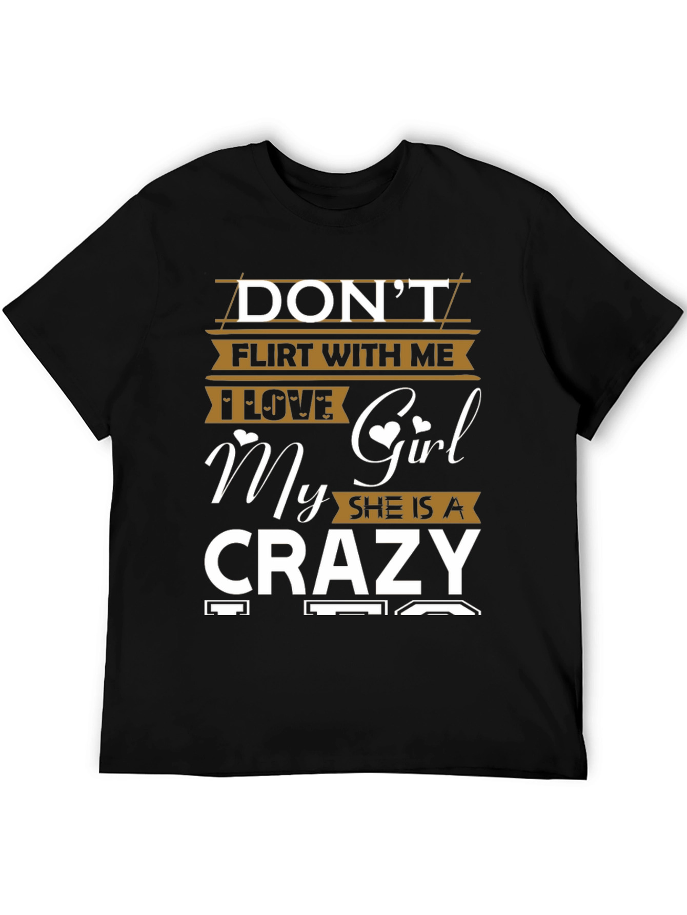 Black Don't Flirt Crazy Girl Black Graphic T-Shirt view 5