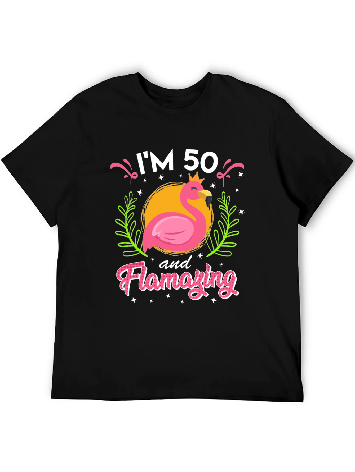 Black I'm 50 and Flamazing T-Shirt view 5