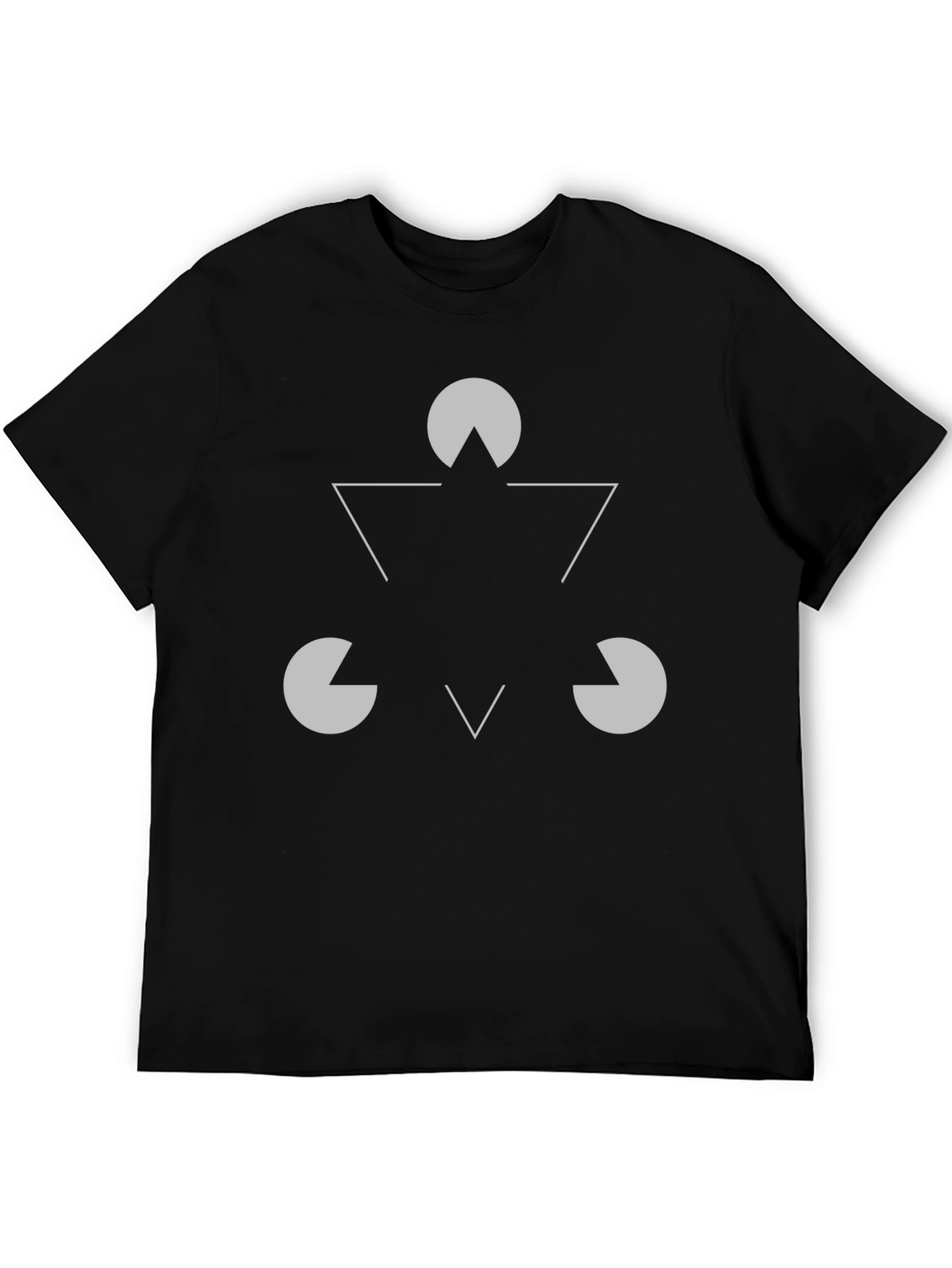 Black Illusory Triangle Graphic Tee - Black Cotton Casual Shirt view 5