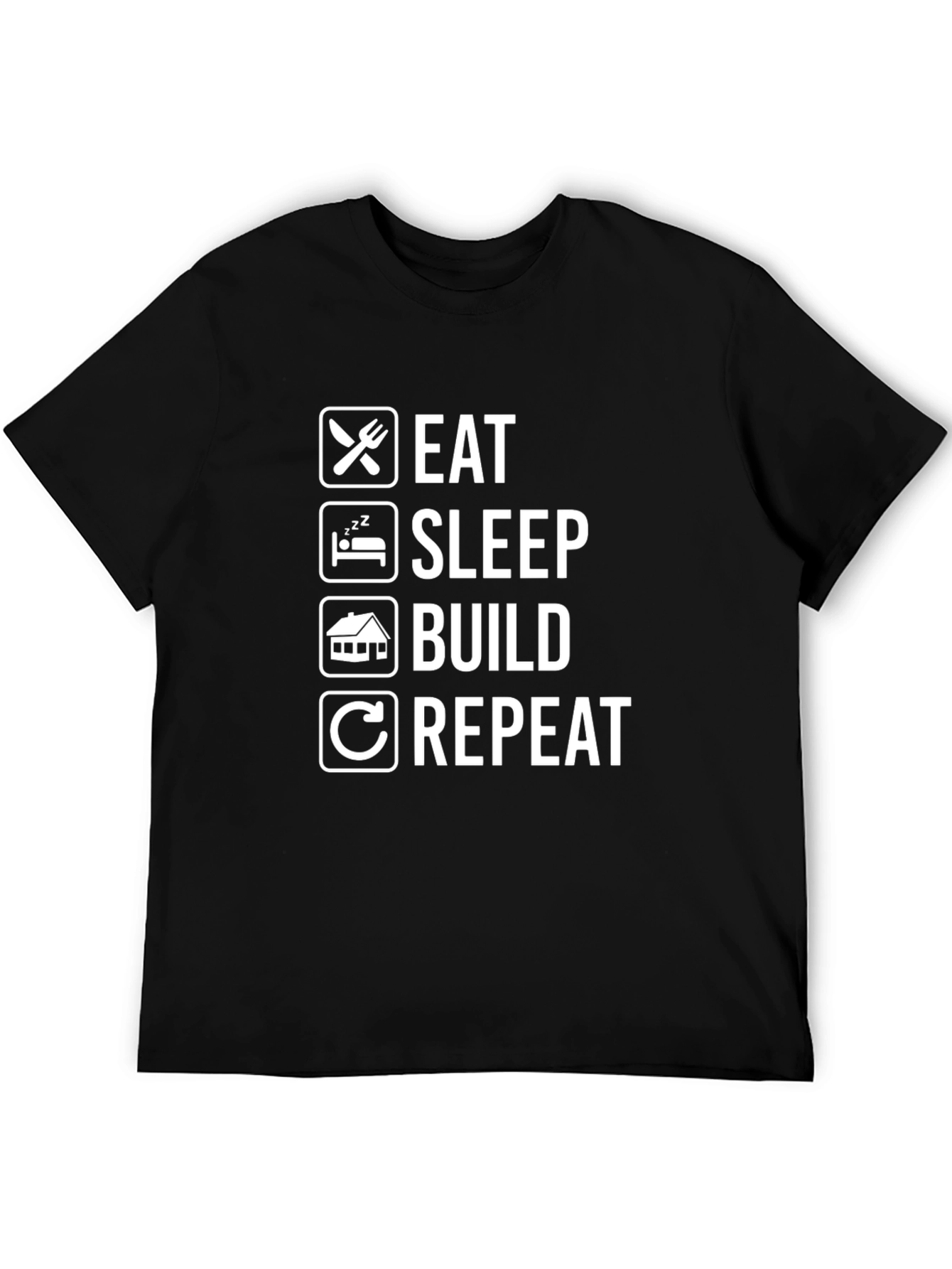 Black Eat Sleep Build Repeat T-Shirt - Funny Construction Tee view 5