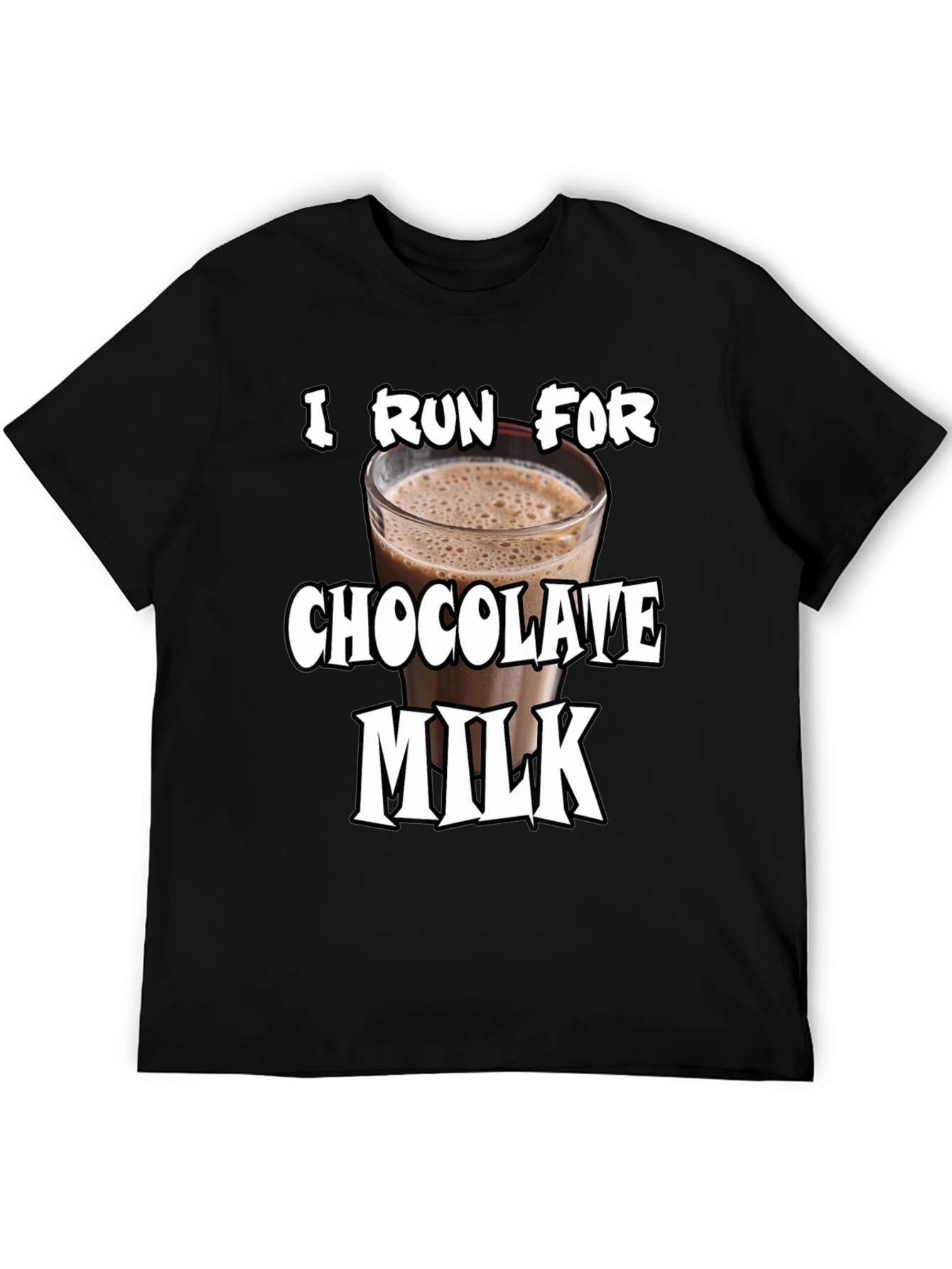 Black I Run For Chocolate Milk T-Shirt - Funny Workout Tee view 5