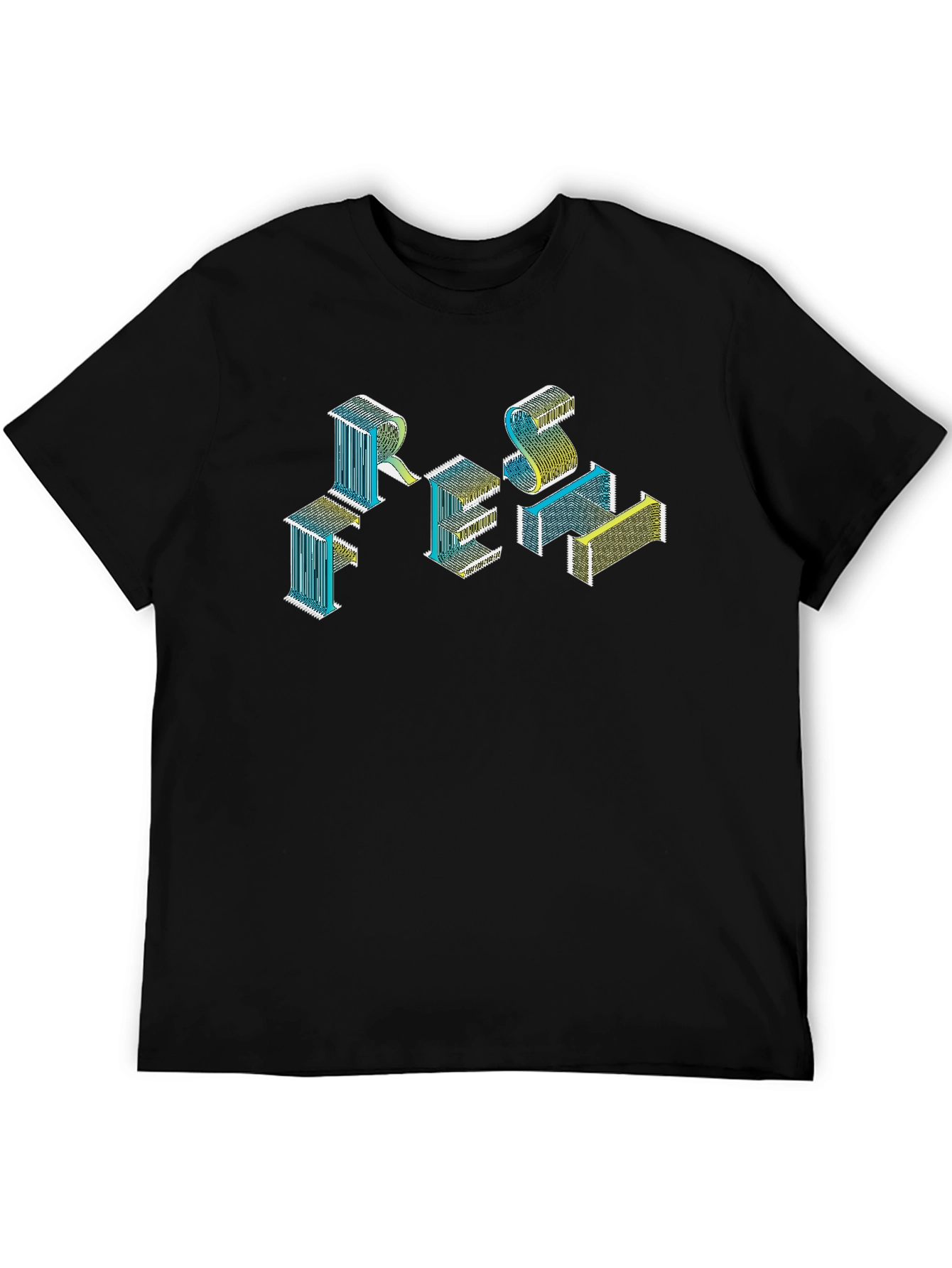 Black Abstract Isometric Graphic Tee - Black view 5