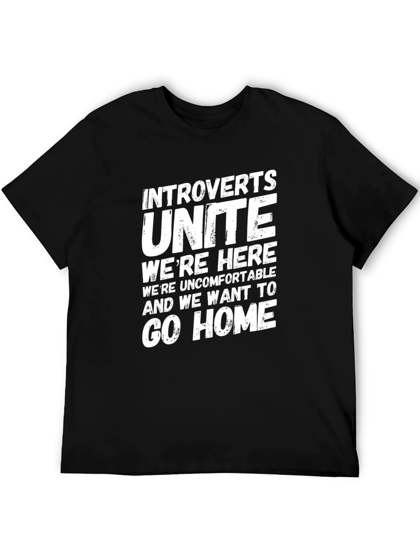 Black Introverts Unite Slogan T-Shirt - Humorous Tee view 5