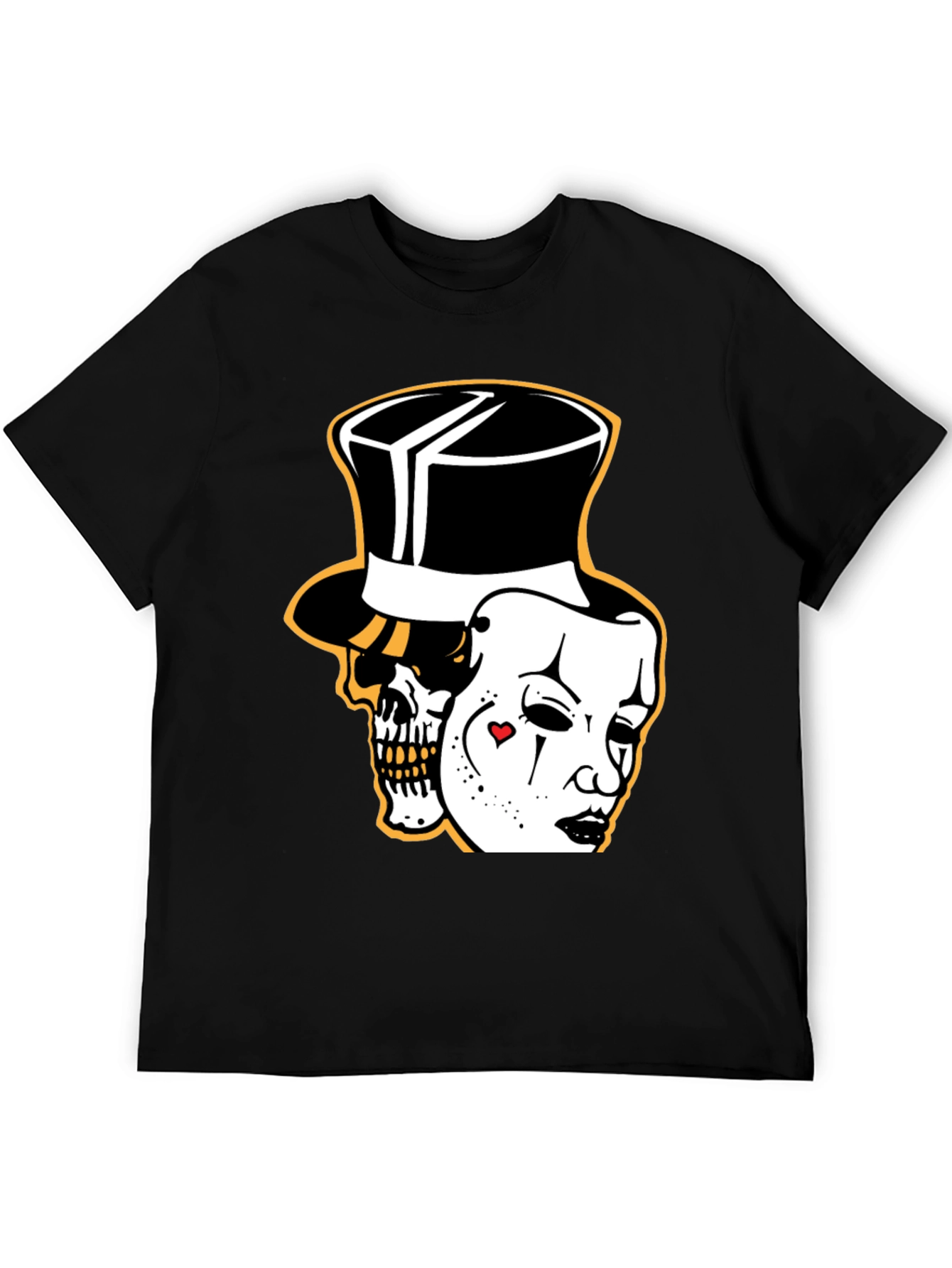 Black Skull Mask Graphic Tee - Stylish Black Cotton T-Shirt view 5