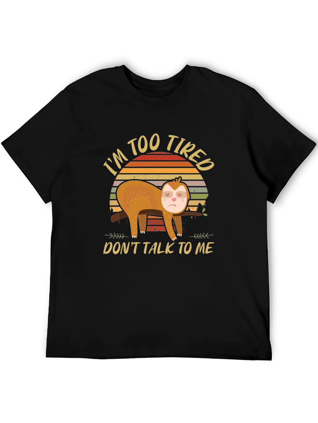 Black I'm Too Tired Sloth Graphic Tee view 5