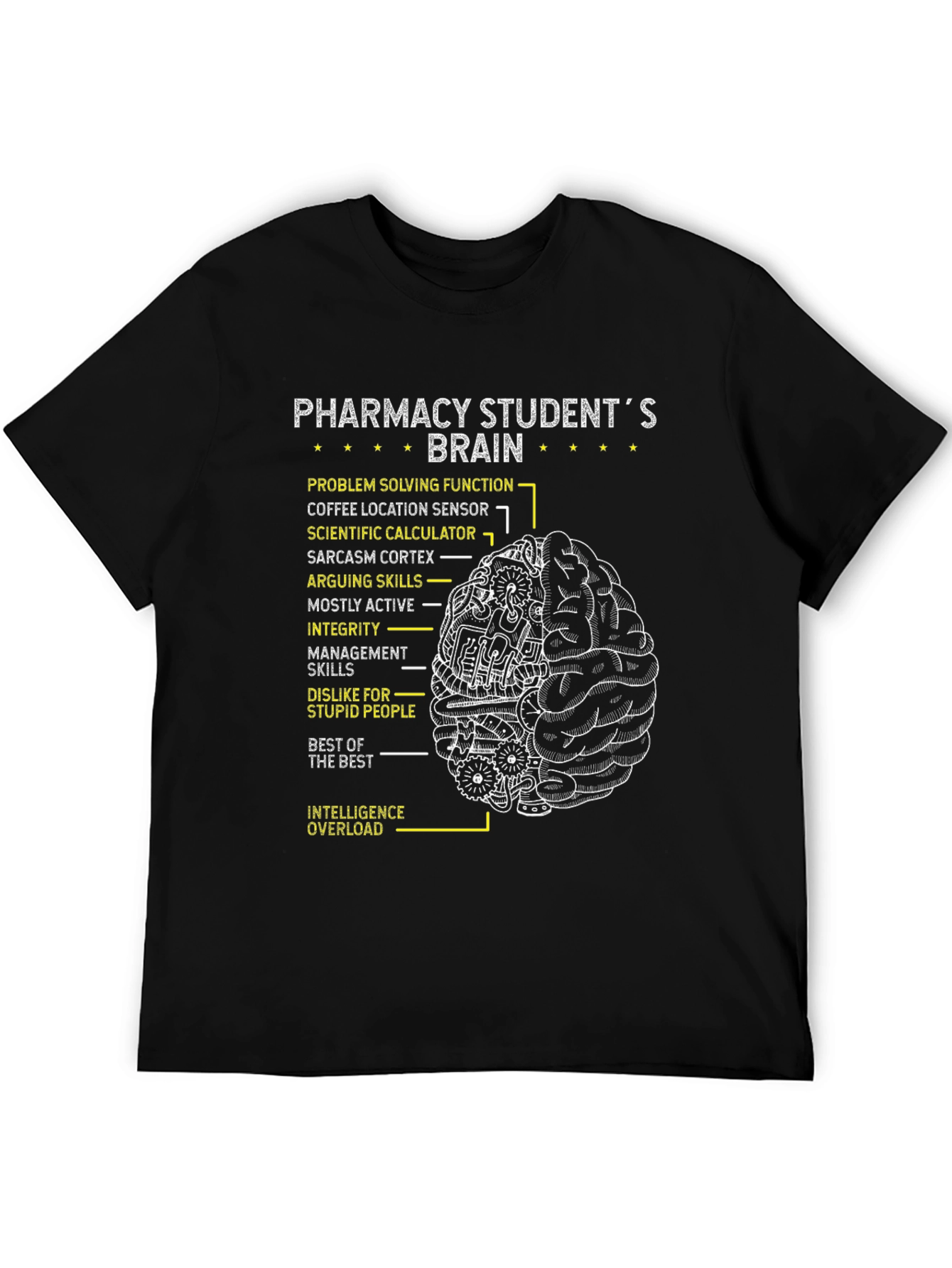 Black Pharmacy Student Brain T-Shirt - Study Humor Tee view 5
