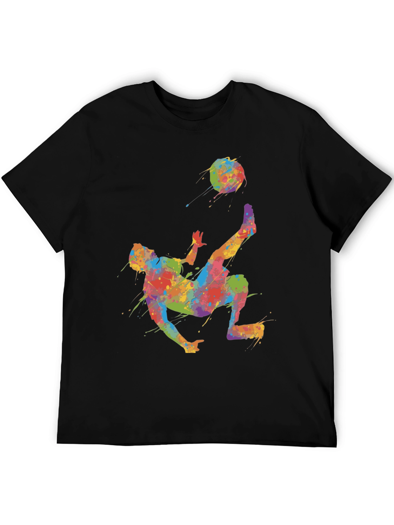 Black Colorful Soccer Kick T-Shirt - Unique Design view 5