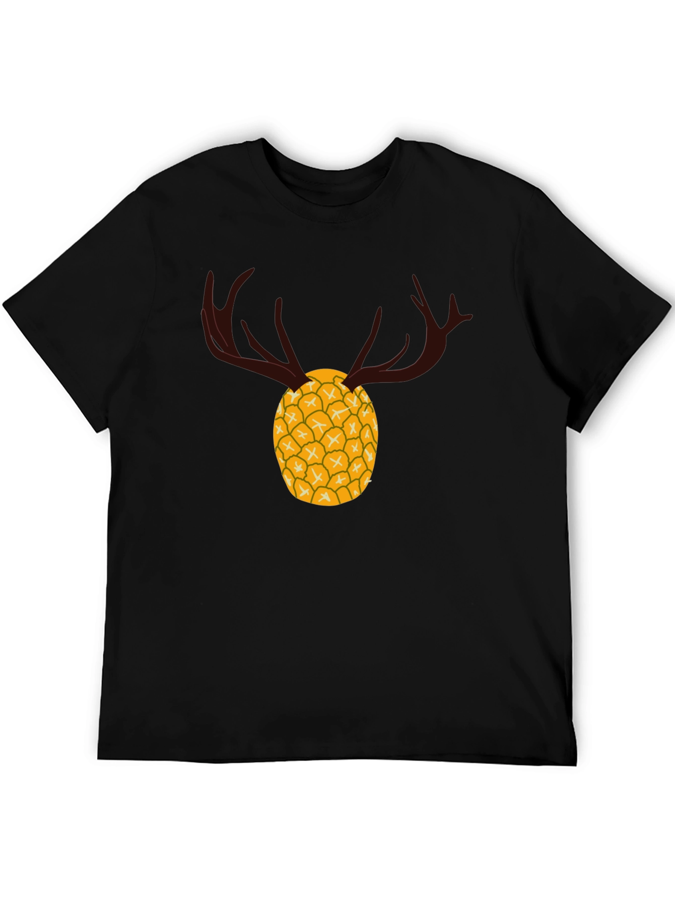 Black Pineapple Deer Graphic Tee - Unique Black T-Shirt view 5