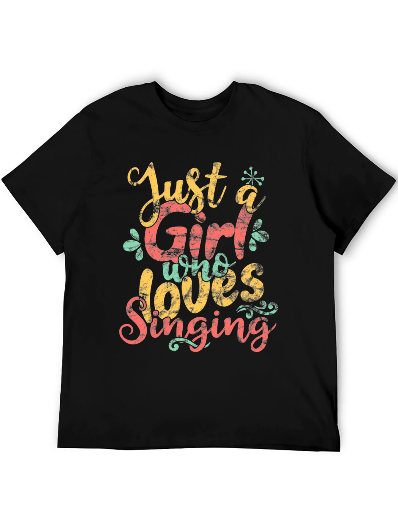 Black Just a Girl Who Loves Singing Black T-Shirt view 5