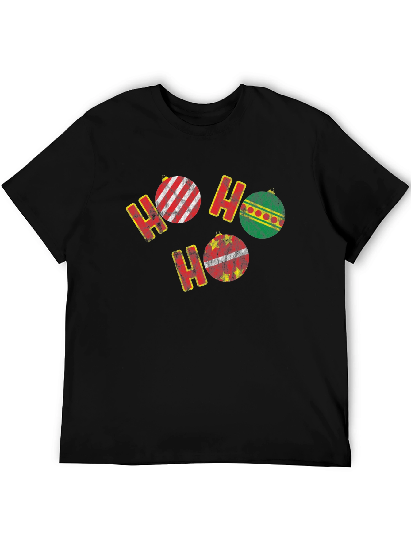 Black Festive Ho Ho Ho Christmas Ornament T-Shirt view 5