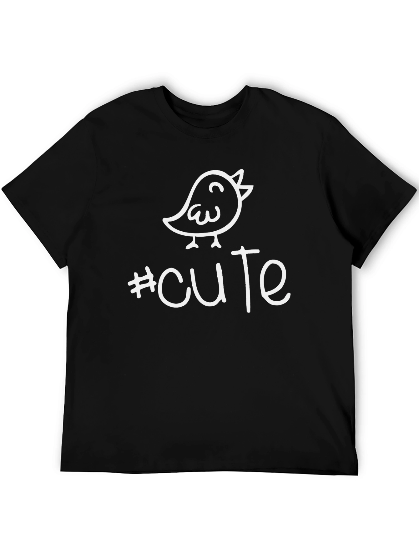 Black Cute Bird Graphic Tee - Unisex Black T-Shirt view 5