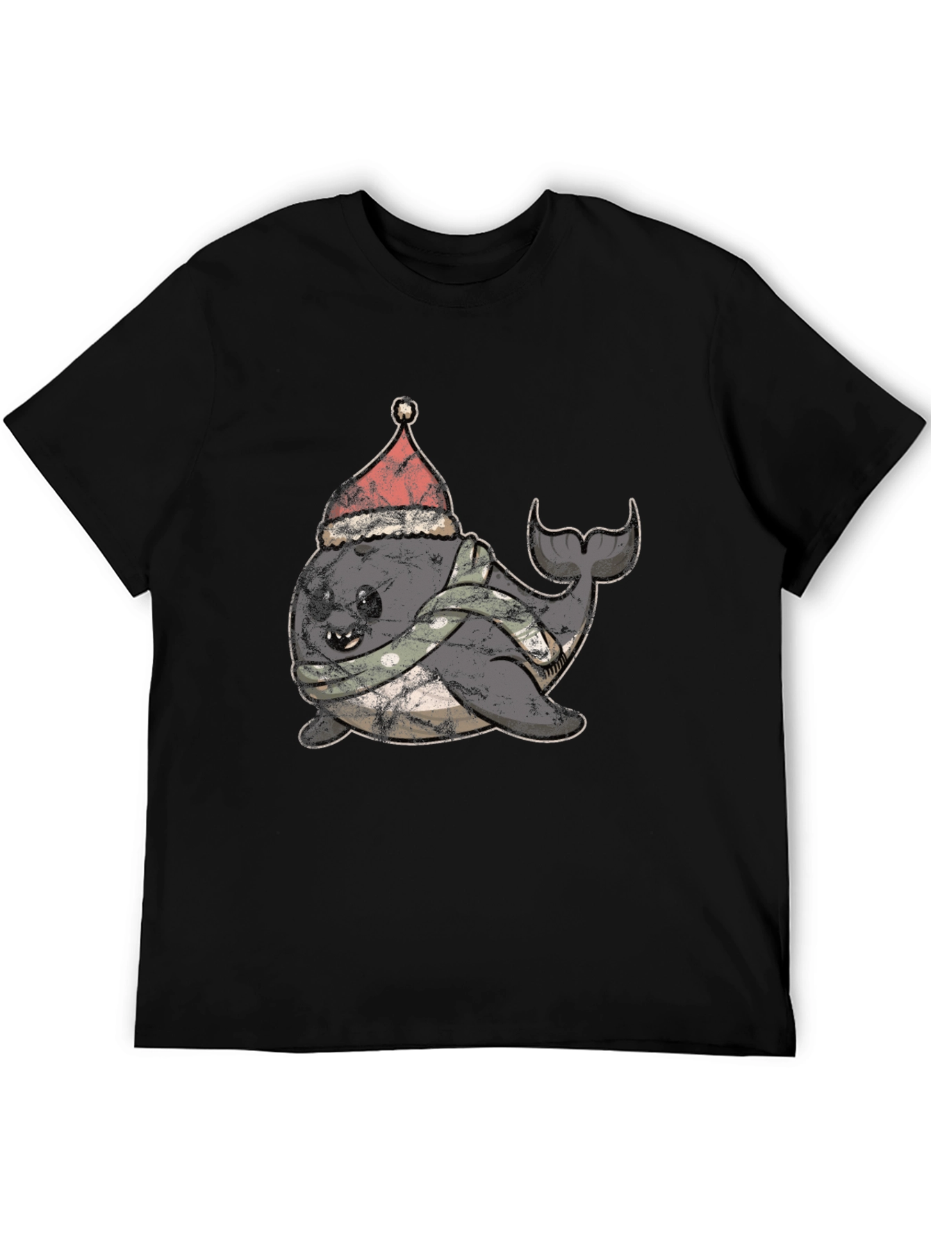 Black Festive Narwhal T-Shirt - Holiday Fun view 5
