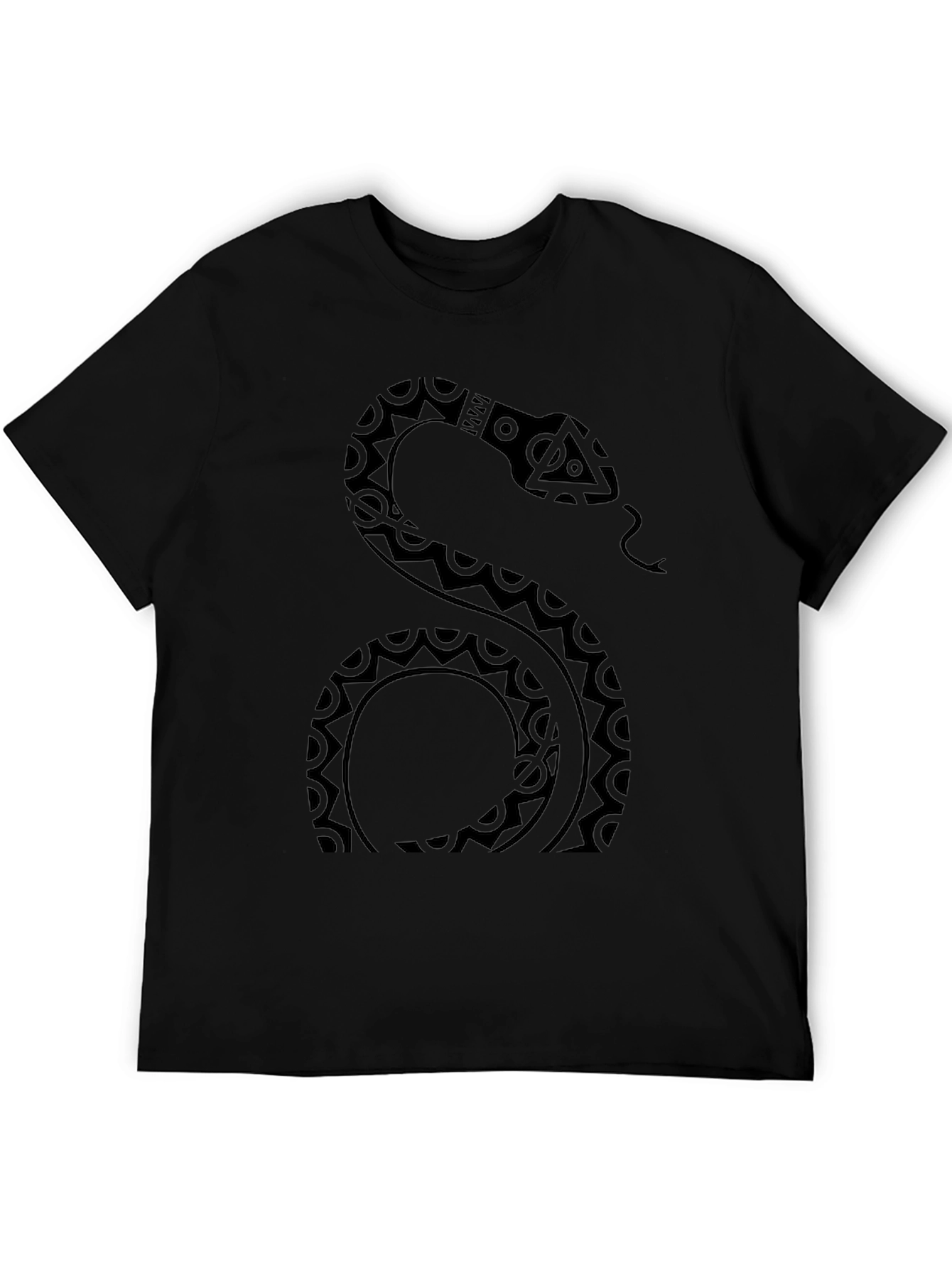Black Tribal Snake Graphic Tee - Mens Black T-Shirt view 5