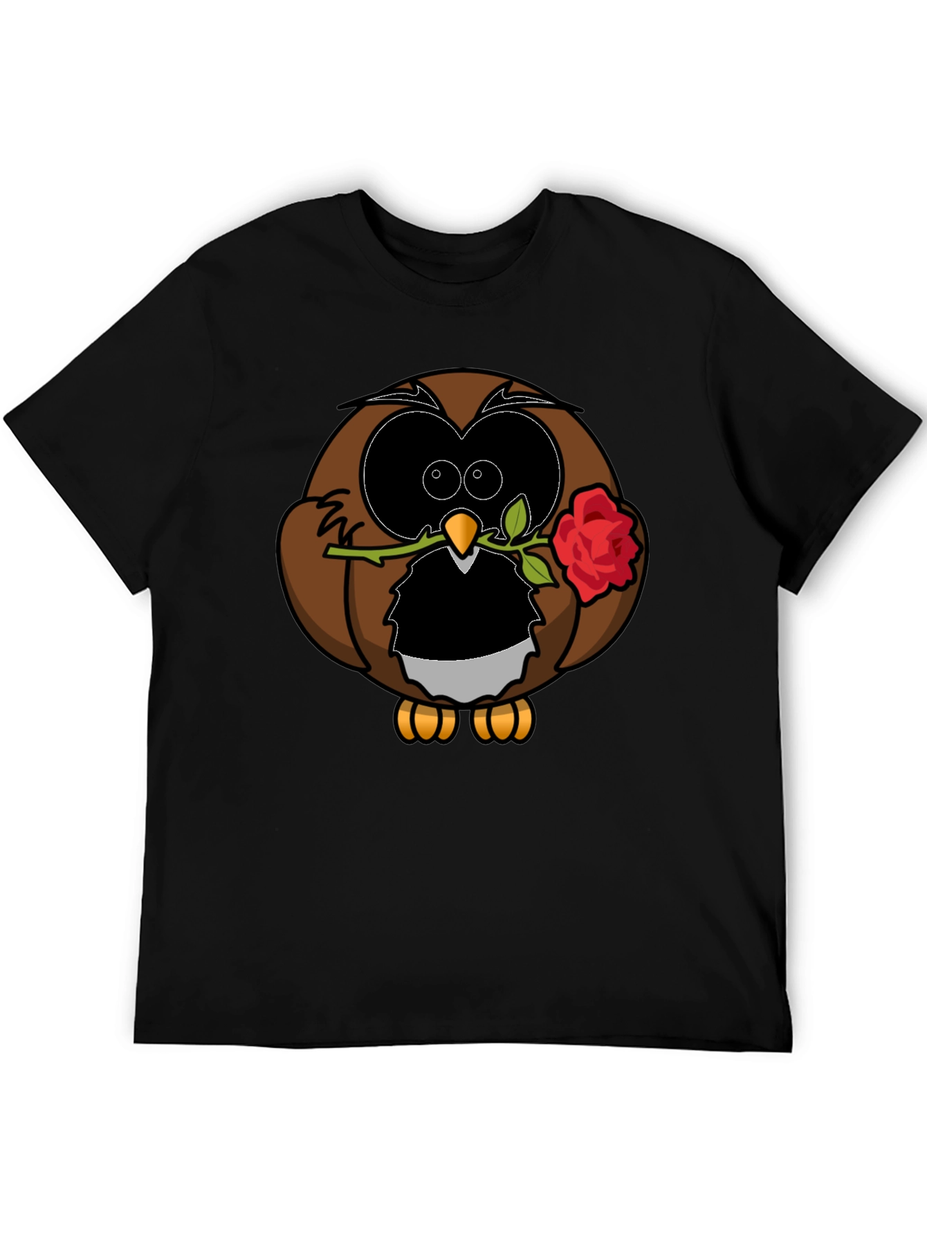 Black Owl with Rose Graphic T-Shirt - Black view 5