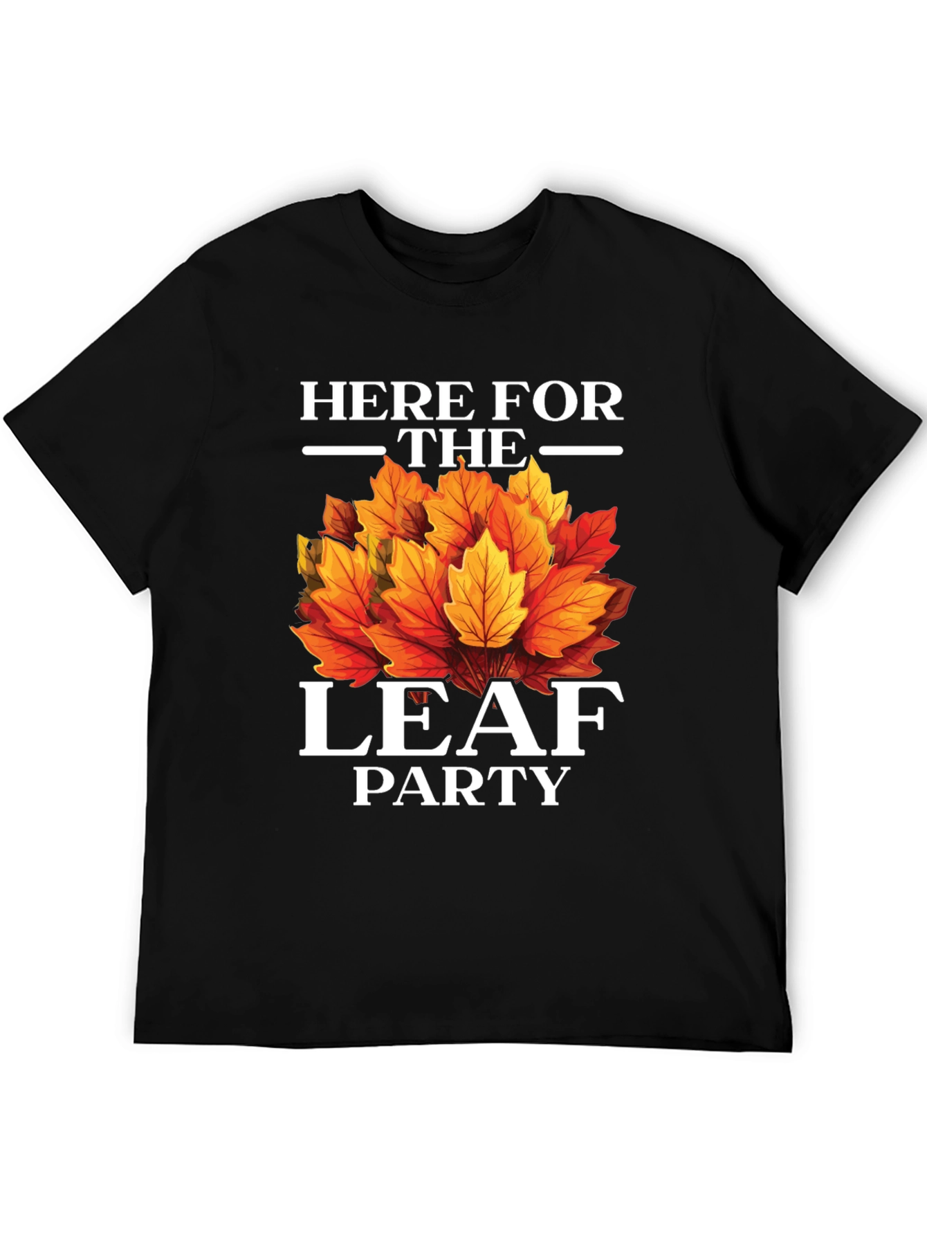 Black Here For The Leaf Party T-Shirt - Fall Colors view 5