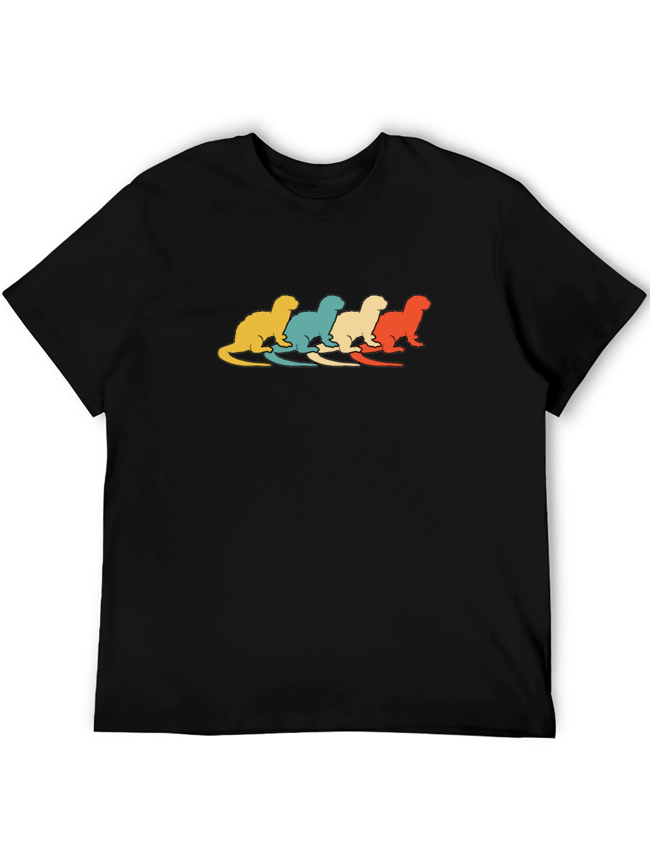 Black Retro Otter T-Shirt - Cool Animal Graphic Tee view 5