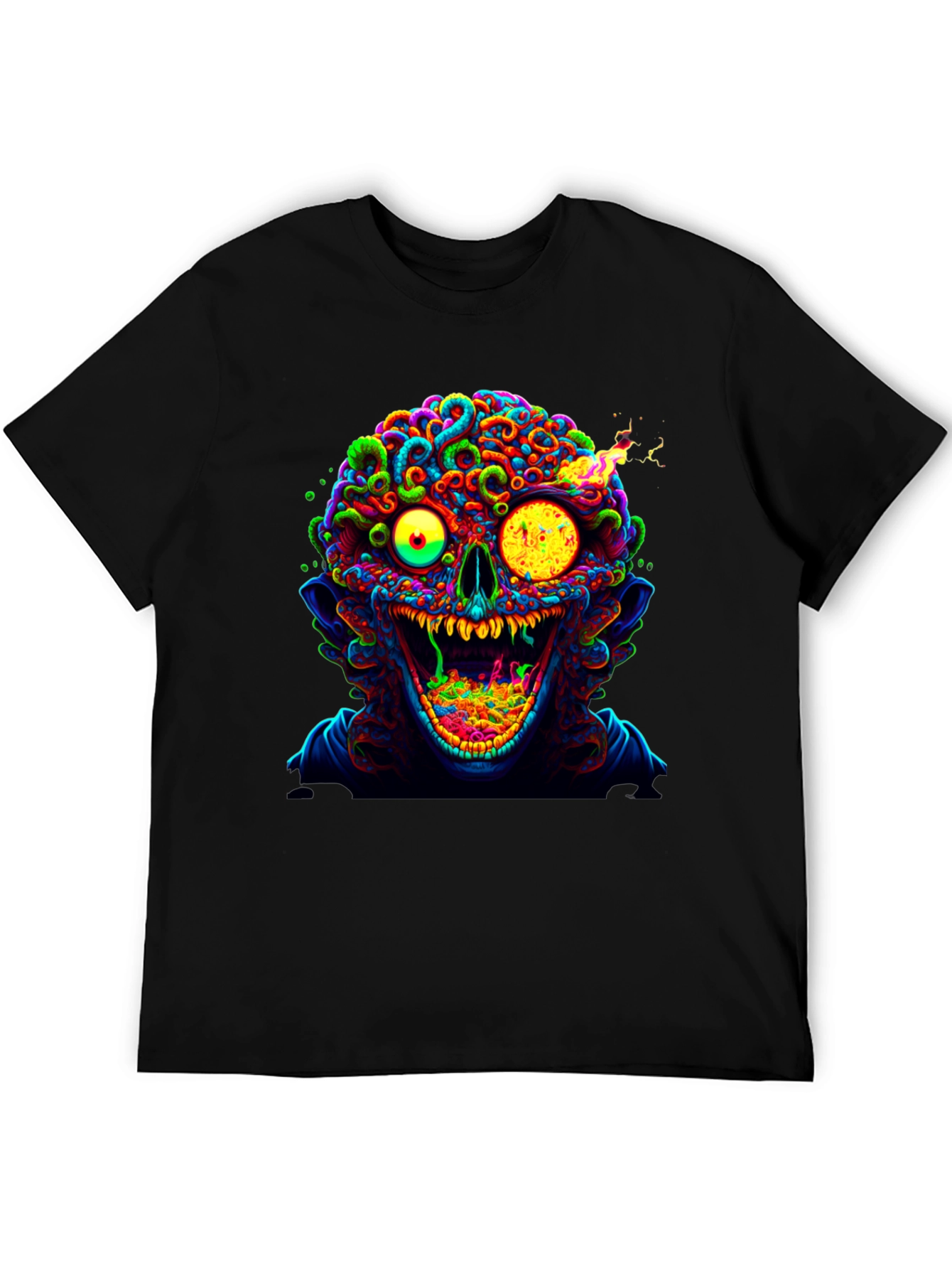 Black Psychedelic Zombie T-Shirt view 5