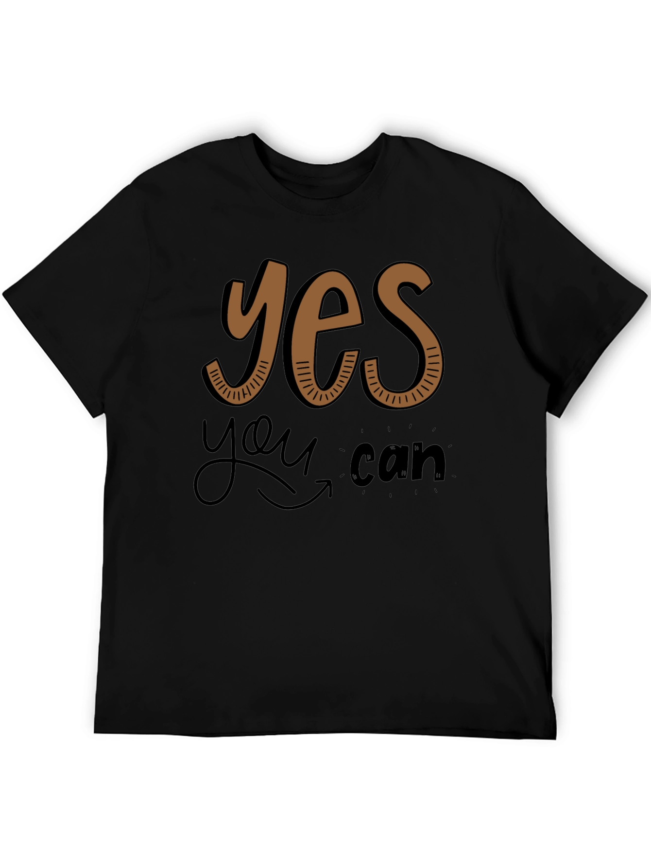 Black Yes You Can Graphic Tee - Motivational Shirt view 5