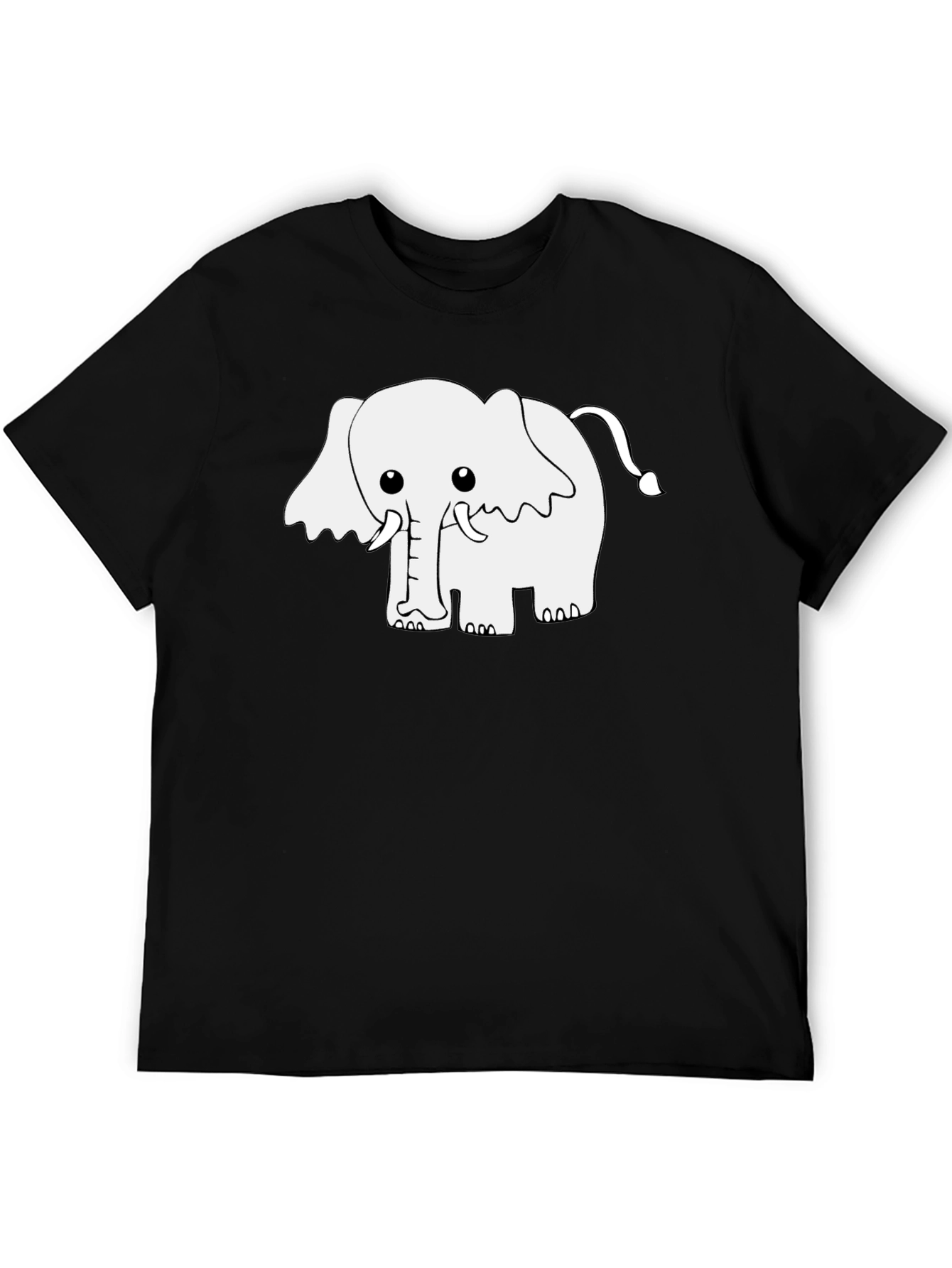 Black Cute Elephant Graphic Tee - Black Cotton Blend Shirt view 5