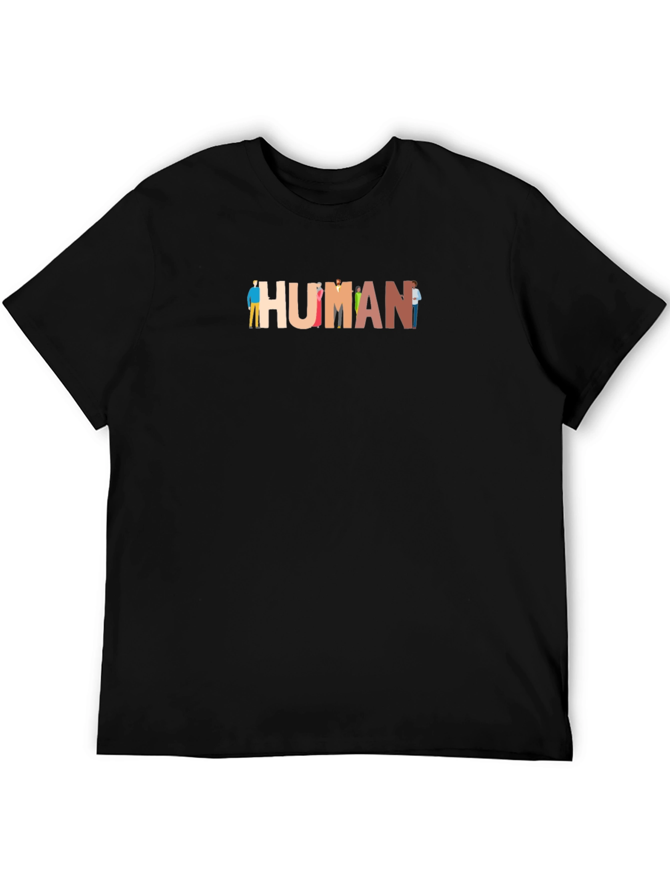 Black Diversity HUMAN Graphic Tee - Unisex Black T-Shirt view 5