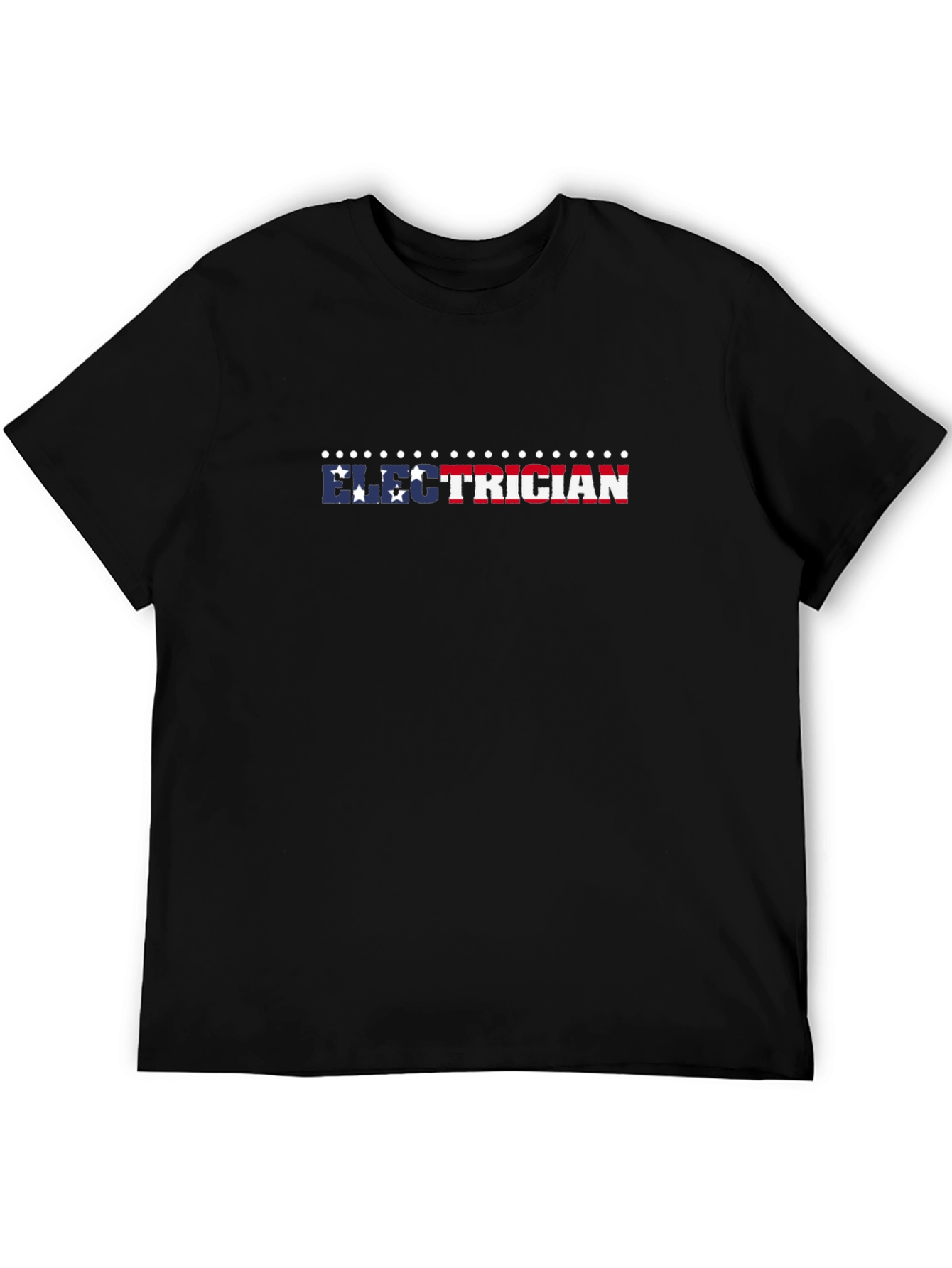Black Electrician Patriotic T-Shirt - Black Crew Neck view 5