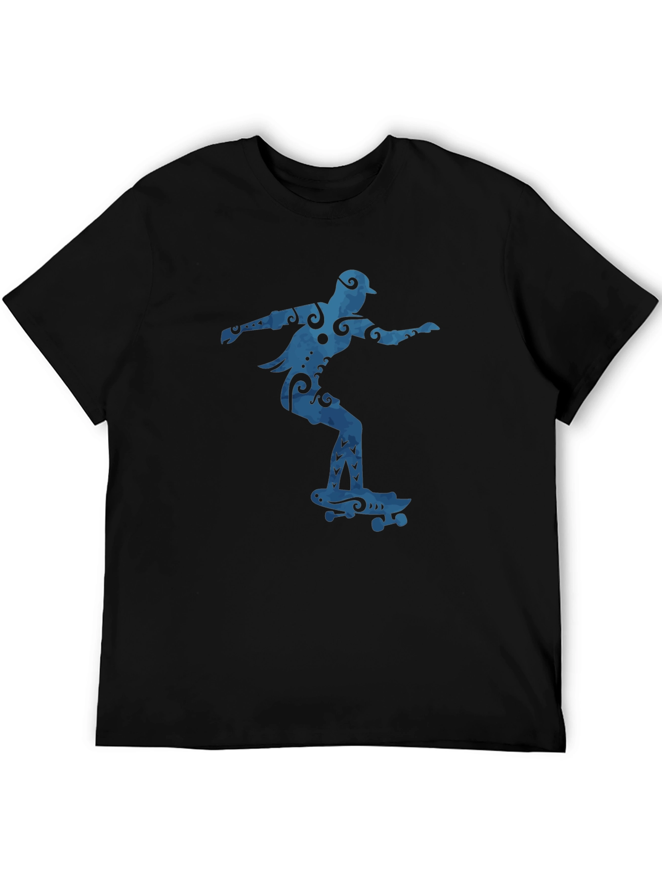 Black Skateboarder Graphic Tee - Cool Blue Design view 5