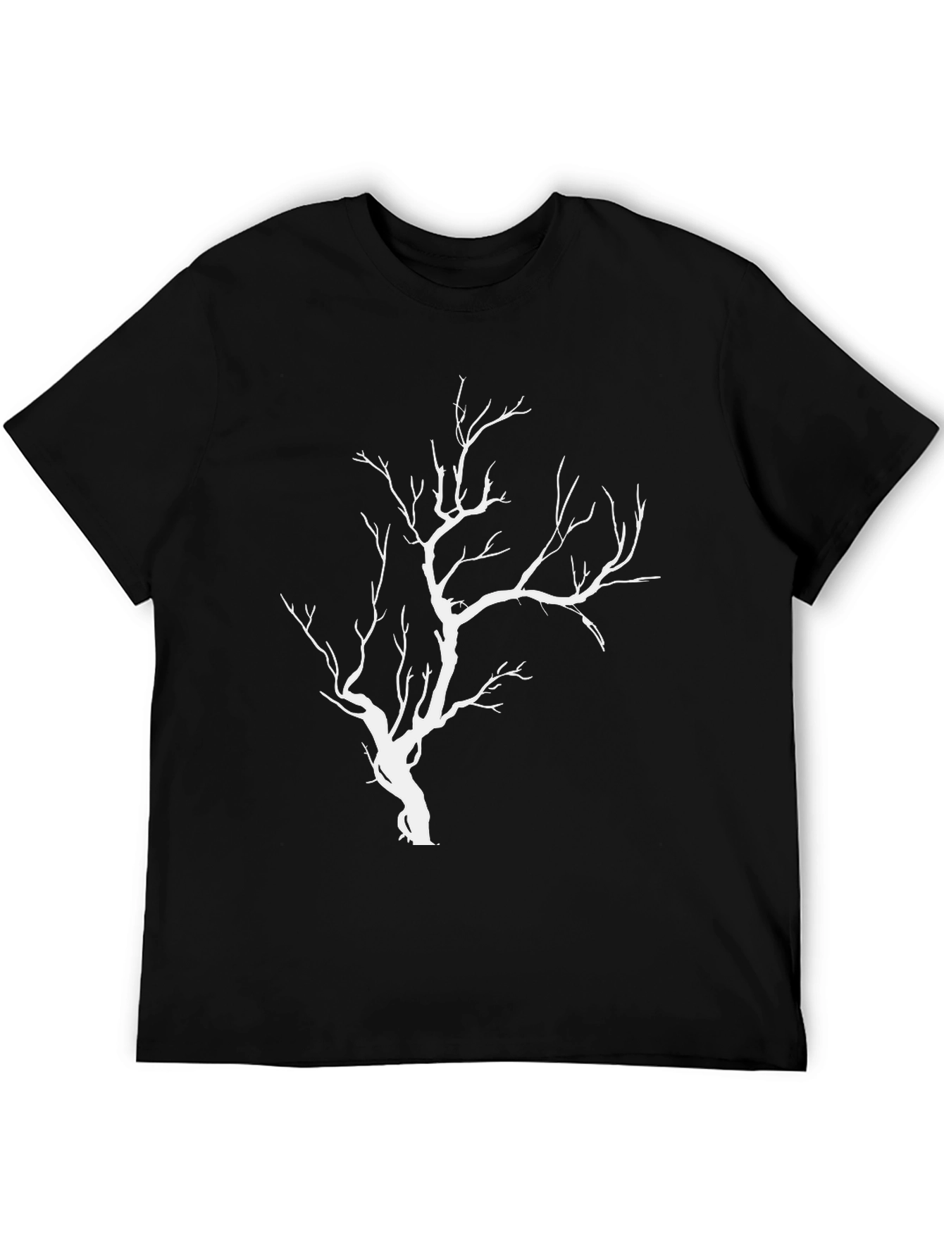 Black Men's Black T-Shirt with White Tree Graphic view 5