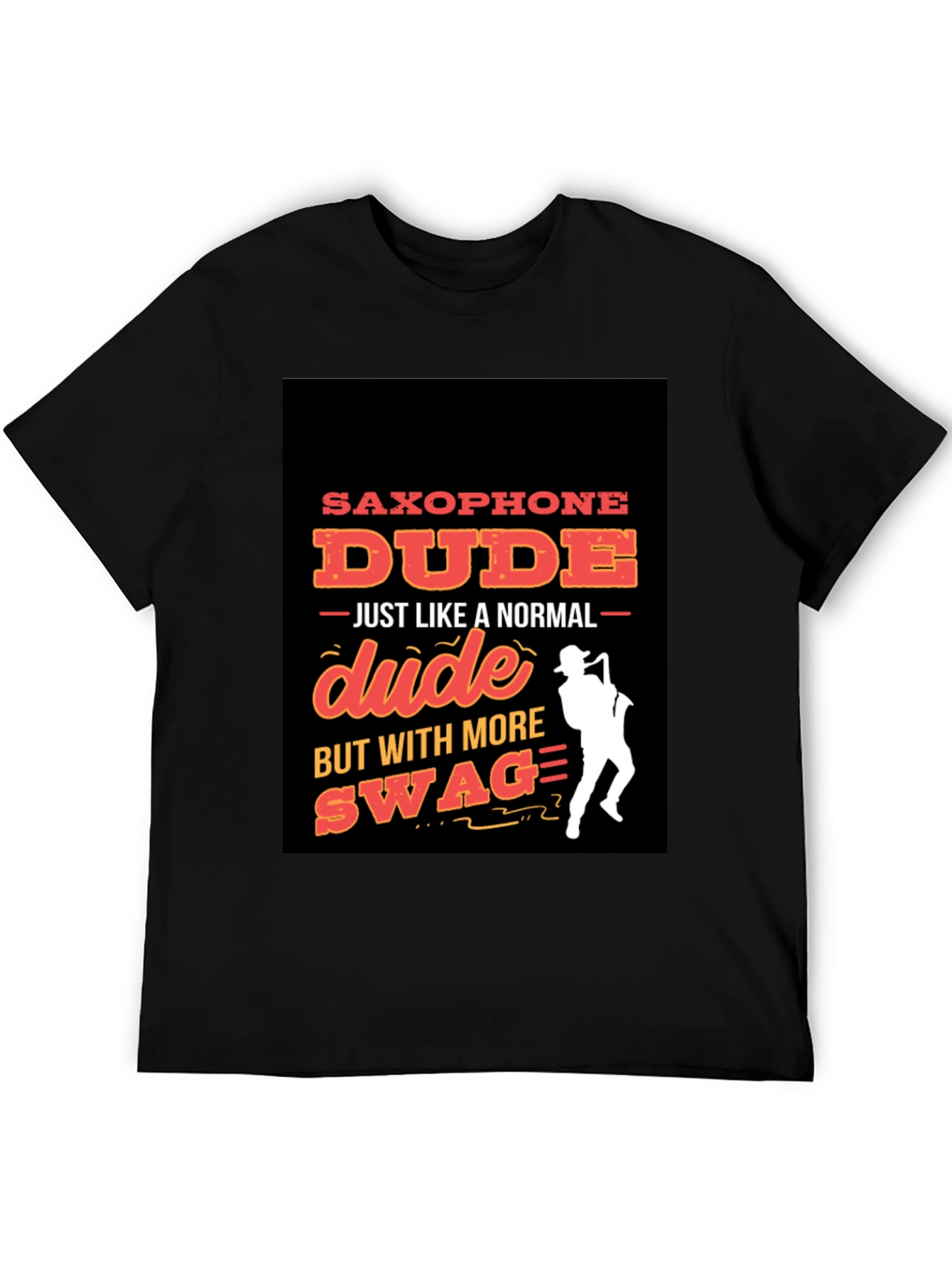 Black Saxophone Dude Graphic T-Shirt - Swag Style! view 5