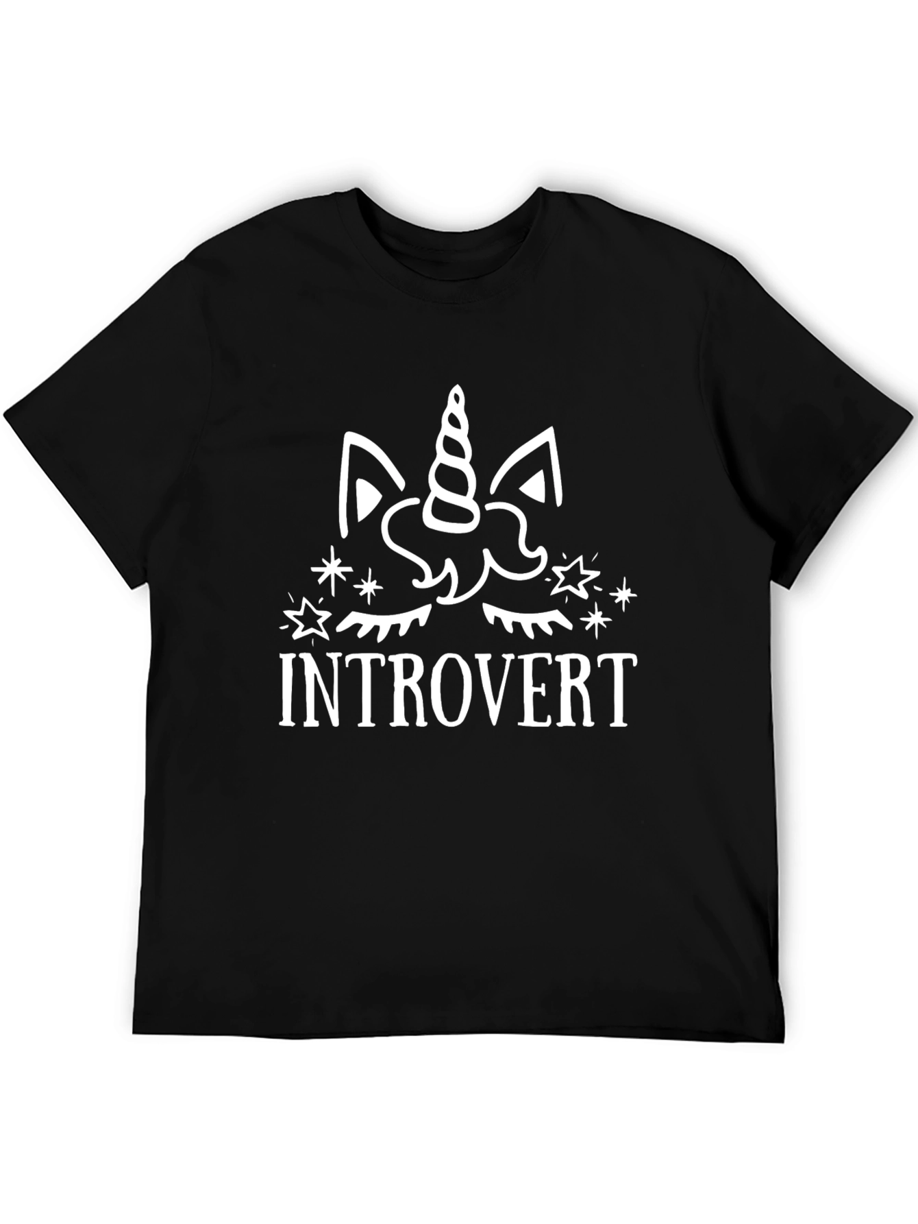 Black Introvert Unicorn Graphic T-Shirt - Soft Cotton Blend view 5