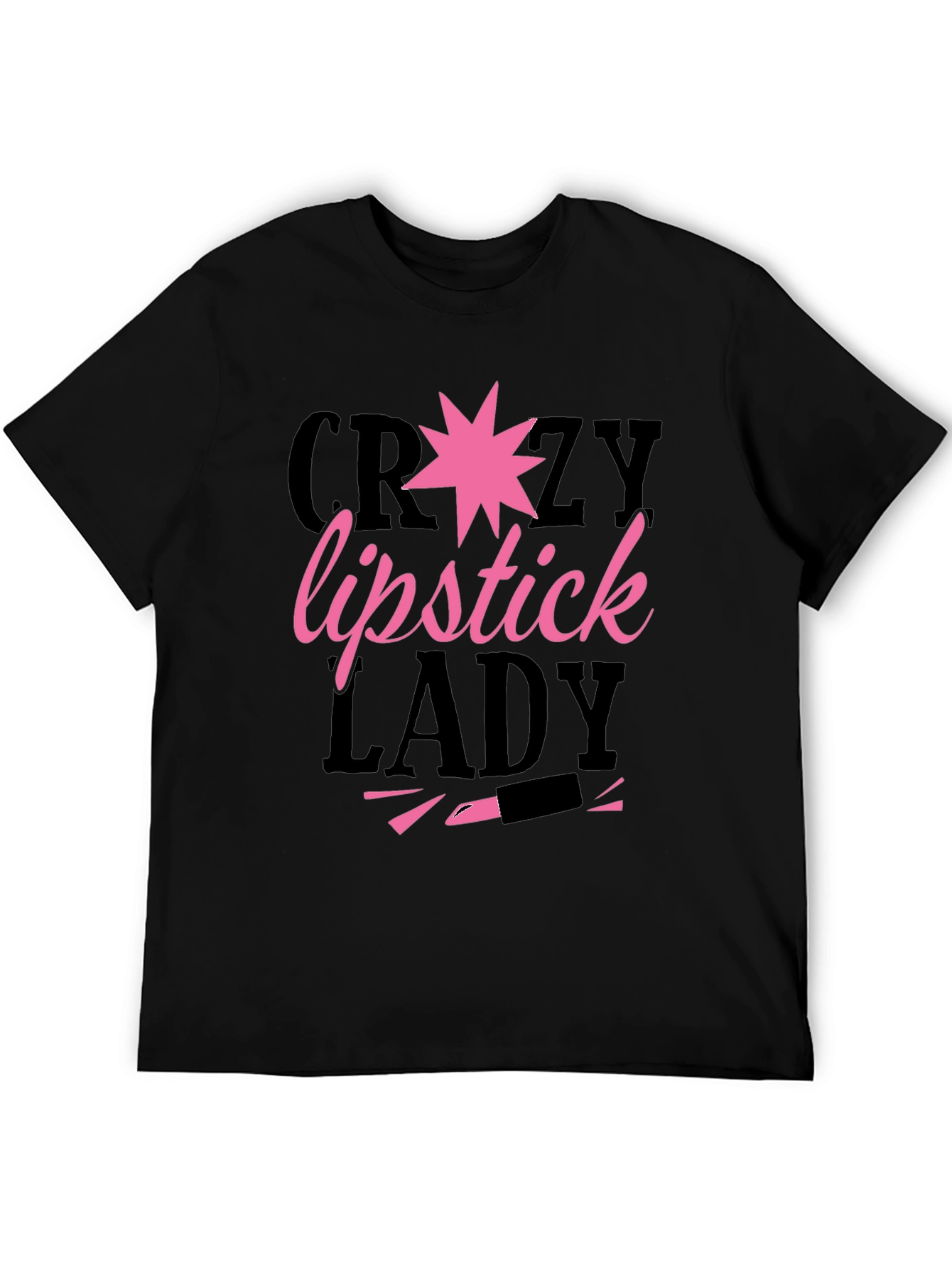 Black Crazy Lipstick Lady Graphic Tee - Black view 5