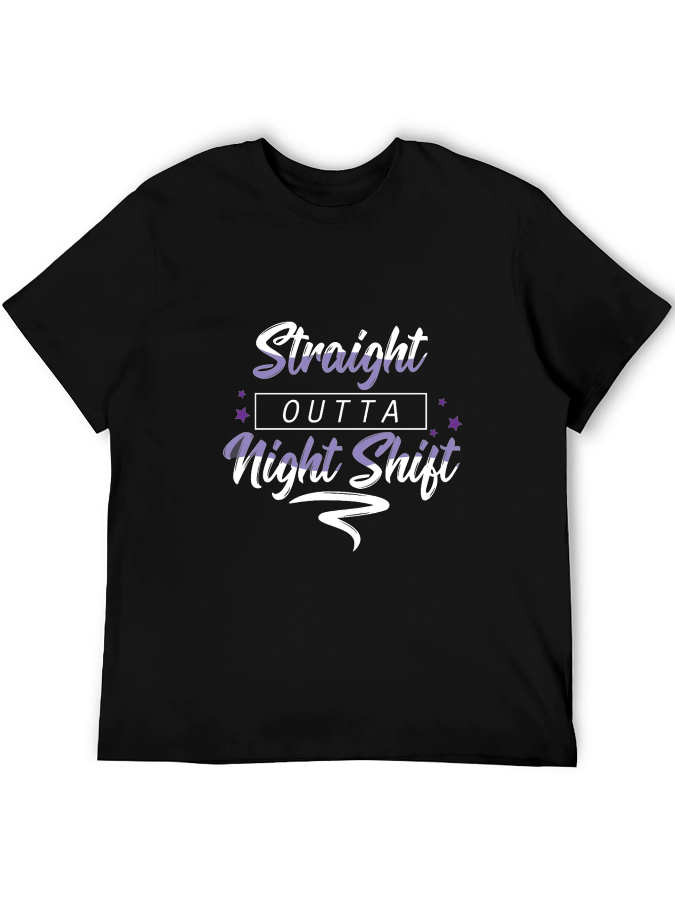 Black Straight Outta Night Shift Black Graphic Tee view 5