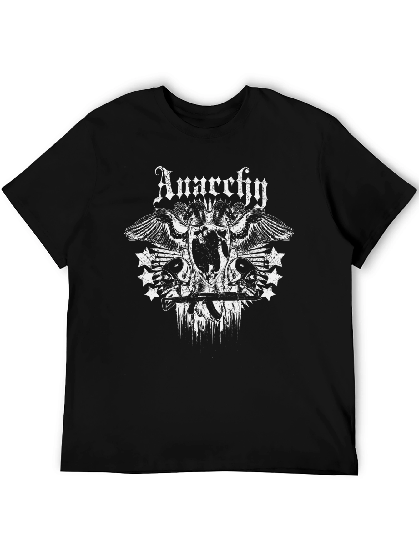 Black Anarchy Graphic Print Black T-Shirt view 5