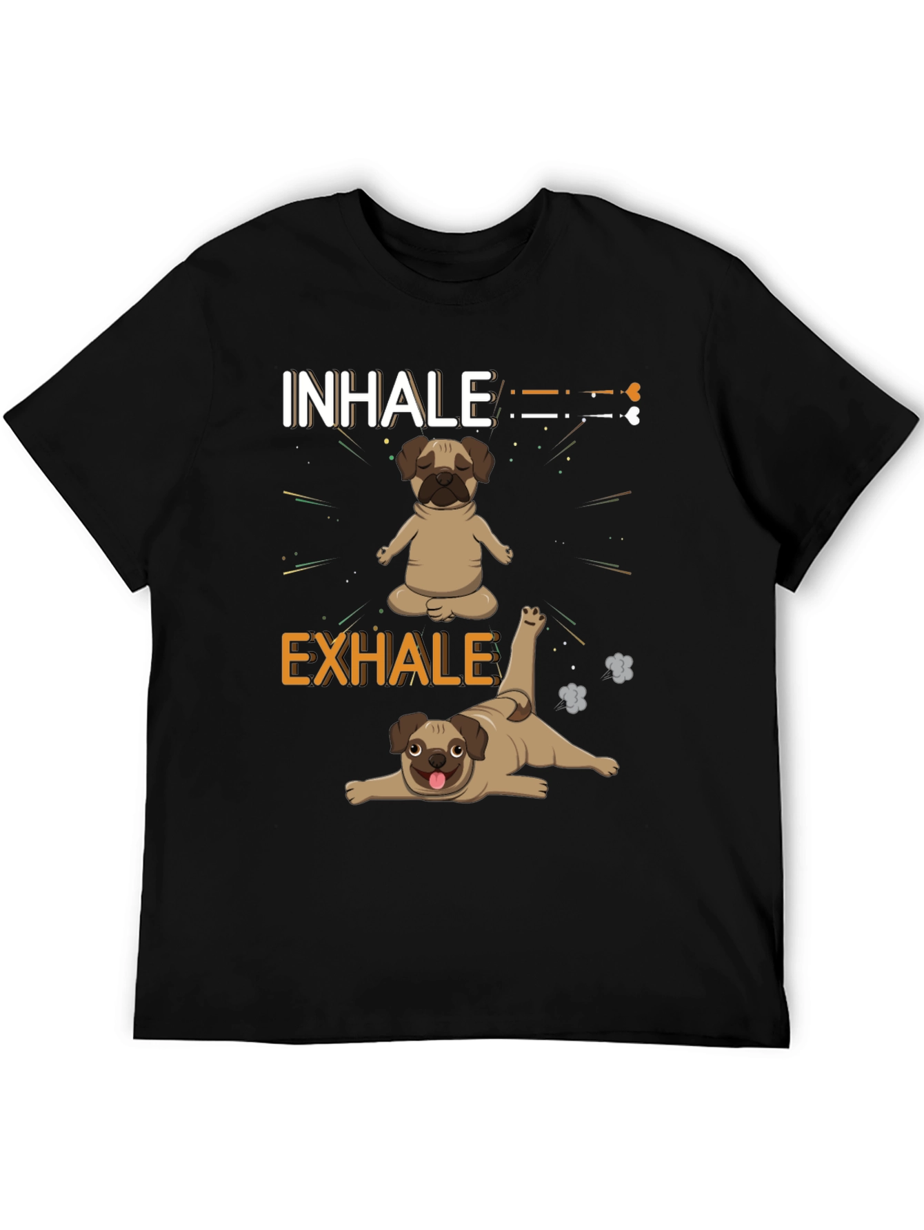 Black Yoga Pug T-Shirt: Inhale Exhale Funny Dog Tee view 5