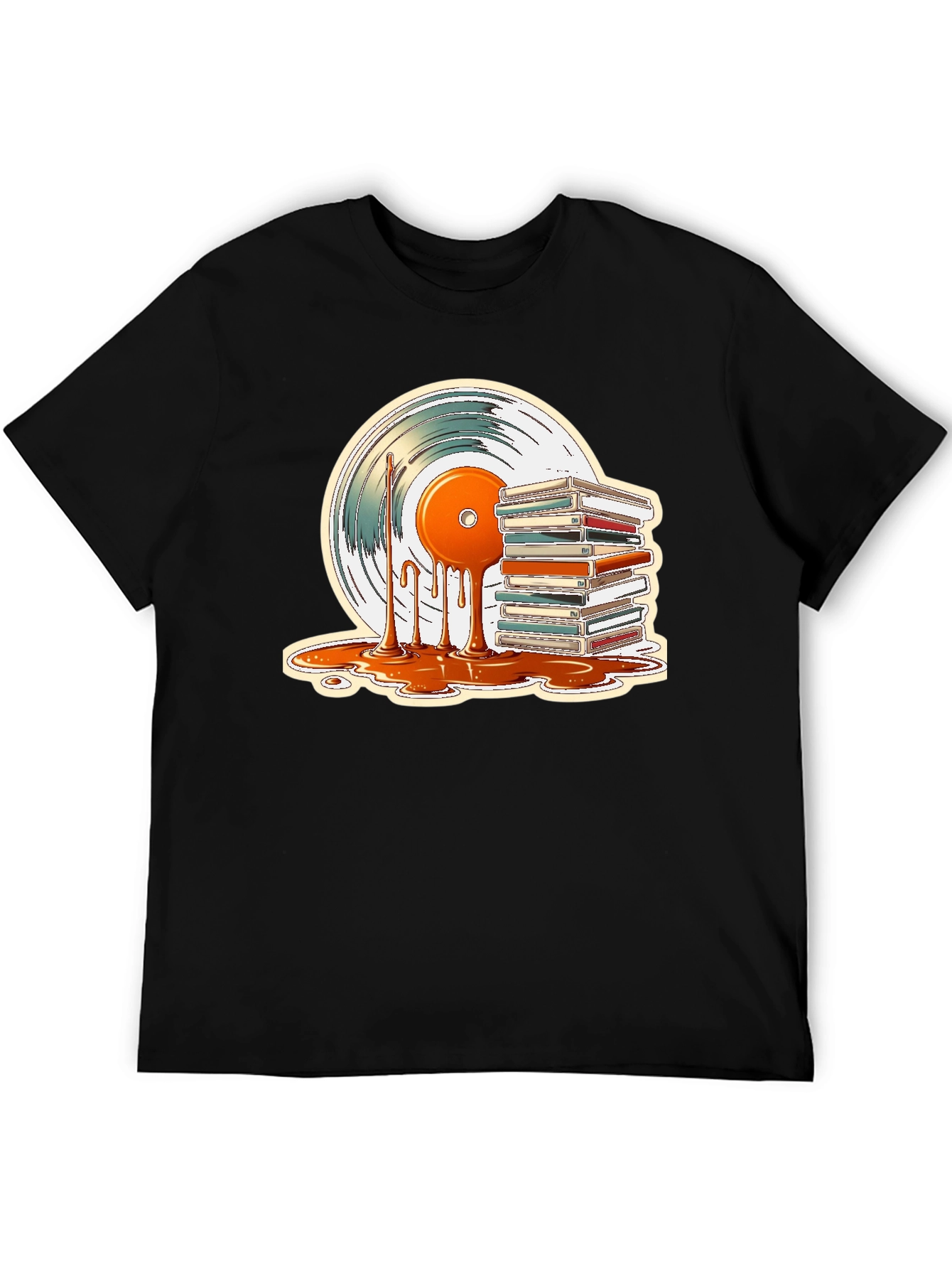 Black Retro Vinyl & Cassette Tape Graphic T-Shirt - Music Lover Tee view 5